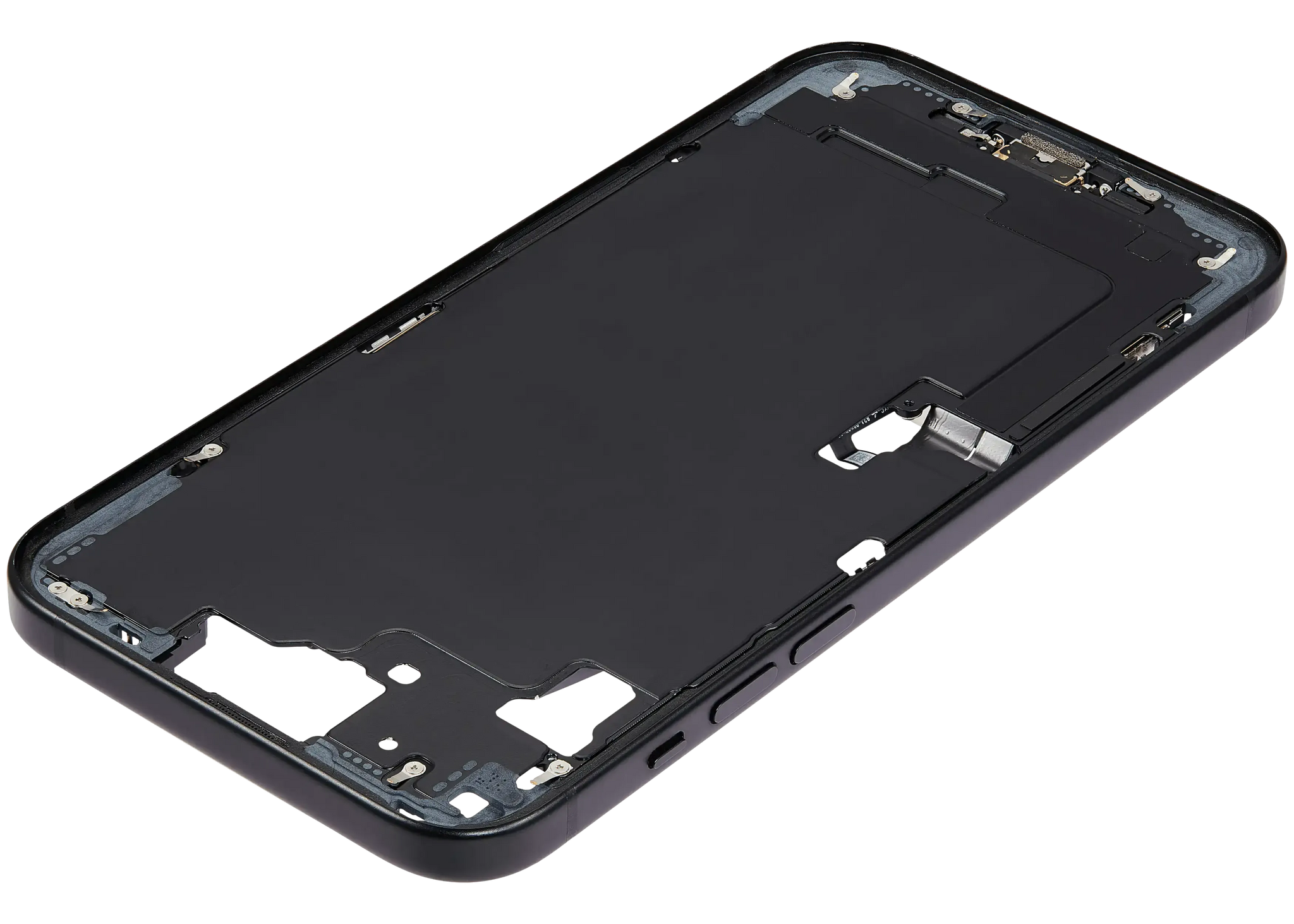 Mid-Frame Housing W/ Charging Port Flex & Small Parts For iPhone 15 Plus (US Version) (Pull) (Black)