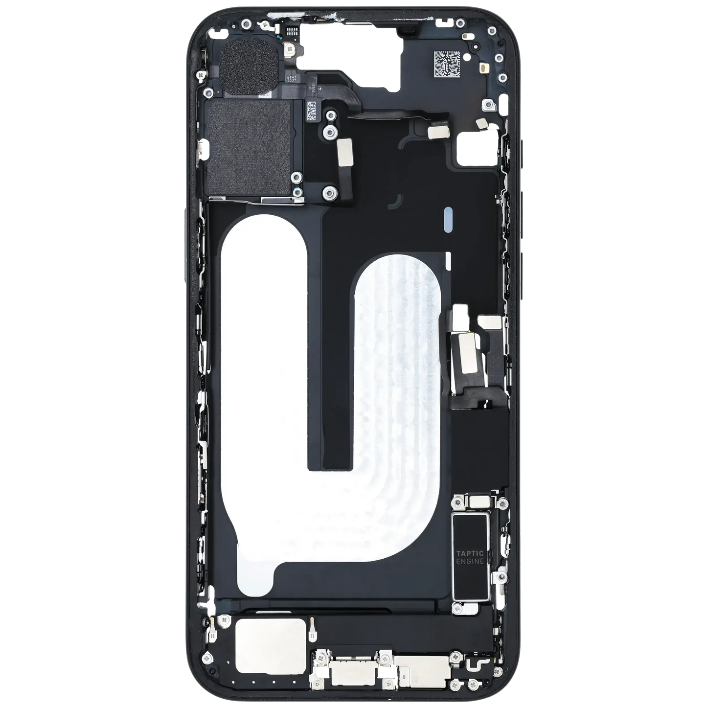 Mid-Frame Housing W/ Charging Port Flex & Small Parts For iPhone 16 Plus (EU / Global Version) (Pull) (Black)