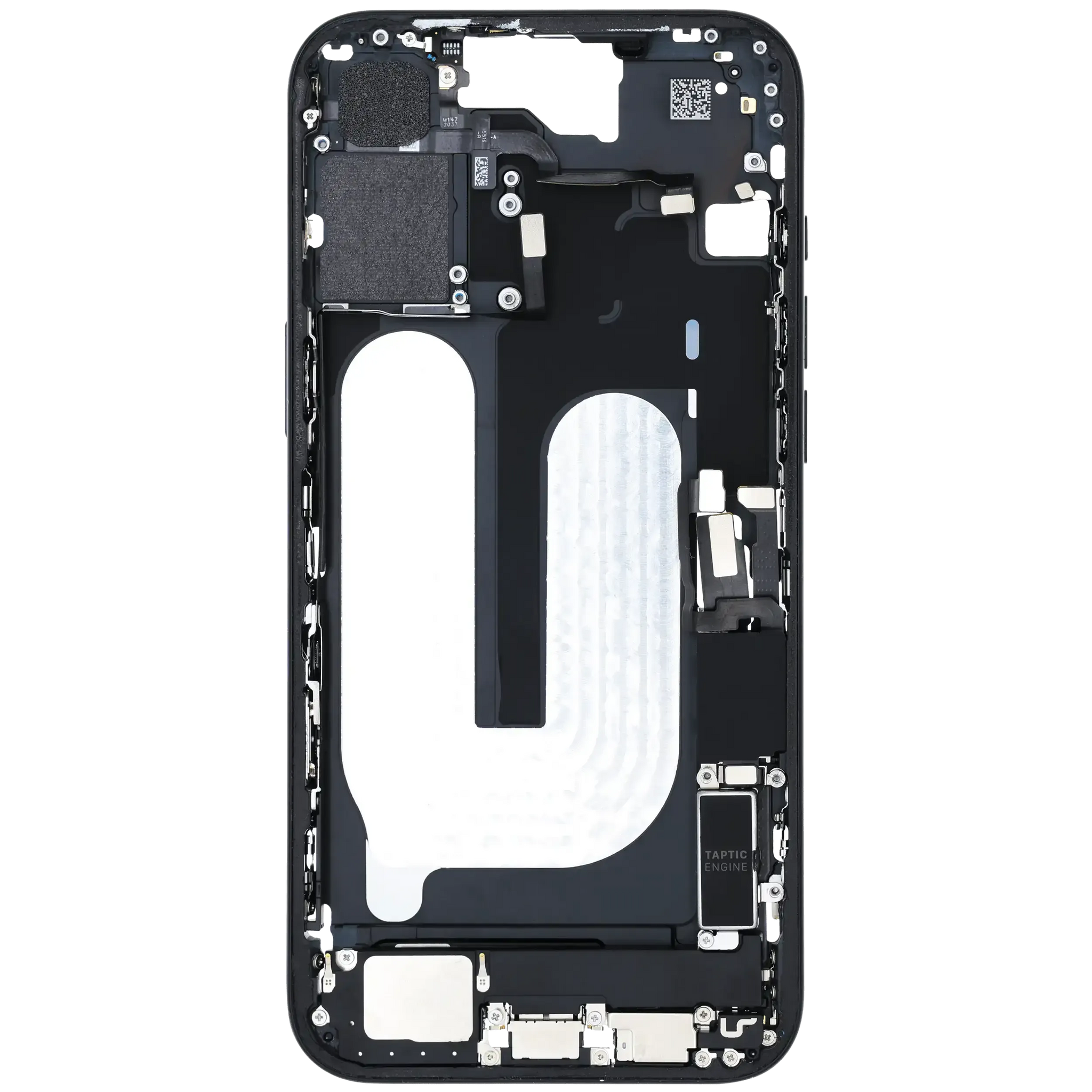 Mid-Frame Housing W/ Charging Port Flex & Small Parts For iPhone 16 Plus (EU / Global Version) (Pull) (Black)