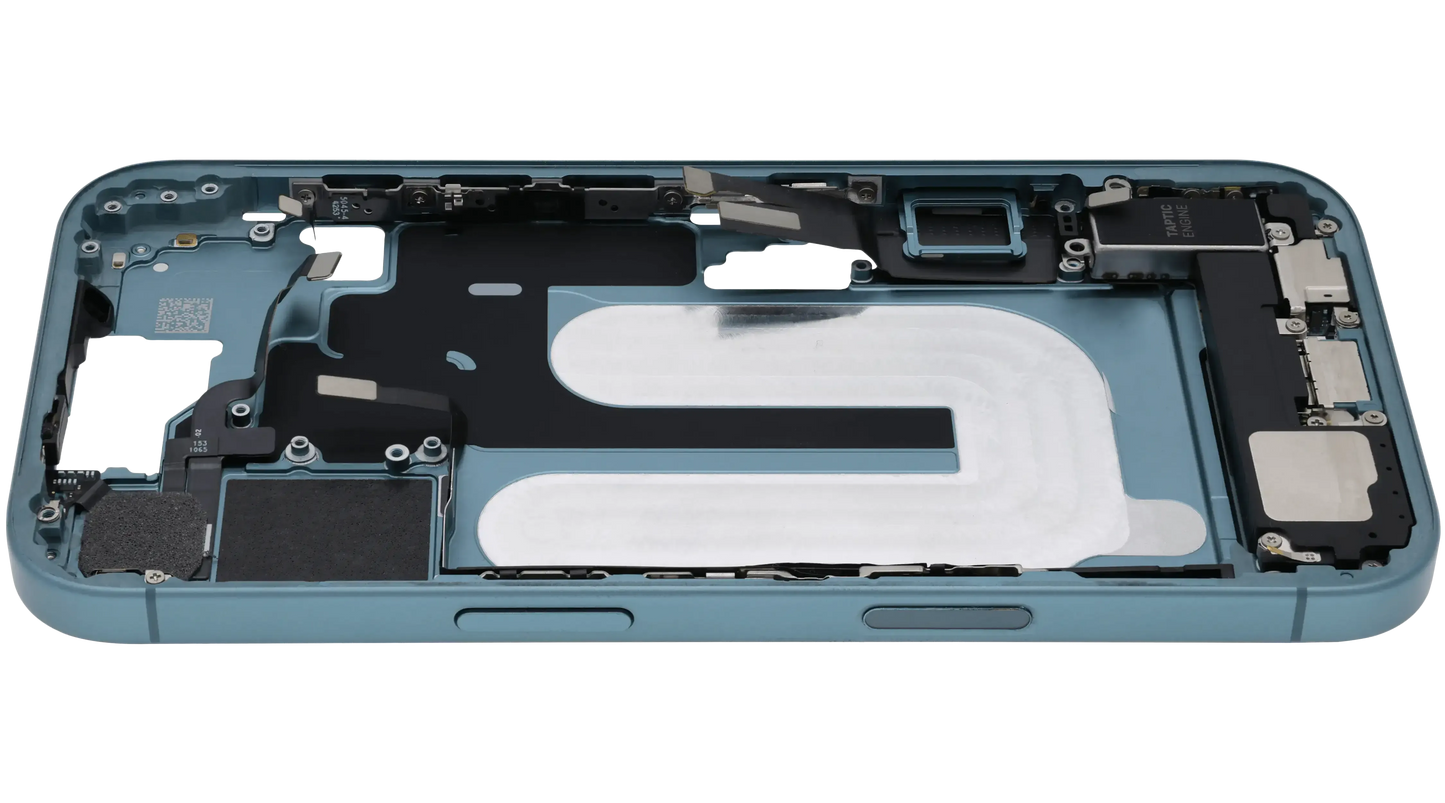 Mid-Frame Housing W/ Charging Port Flex & Small Parts For iPhone 16 (EU / Global Version) (Pull) (Teal)