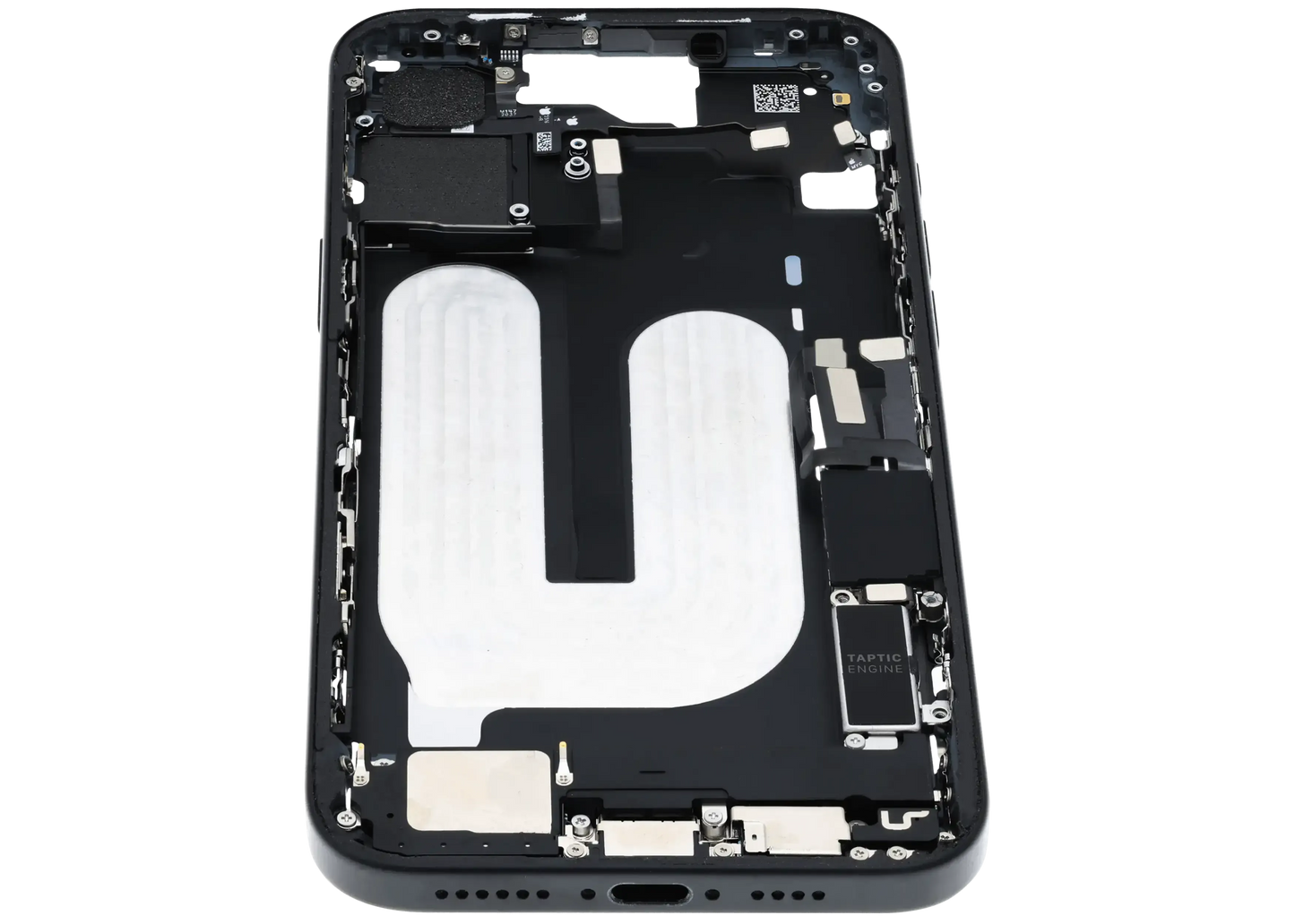 Mid-Frame Housing W/ Charging Port Flex & Small Parts For iPhone 16 Plus (EU / Global Version) (Pull) (Black)