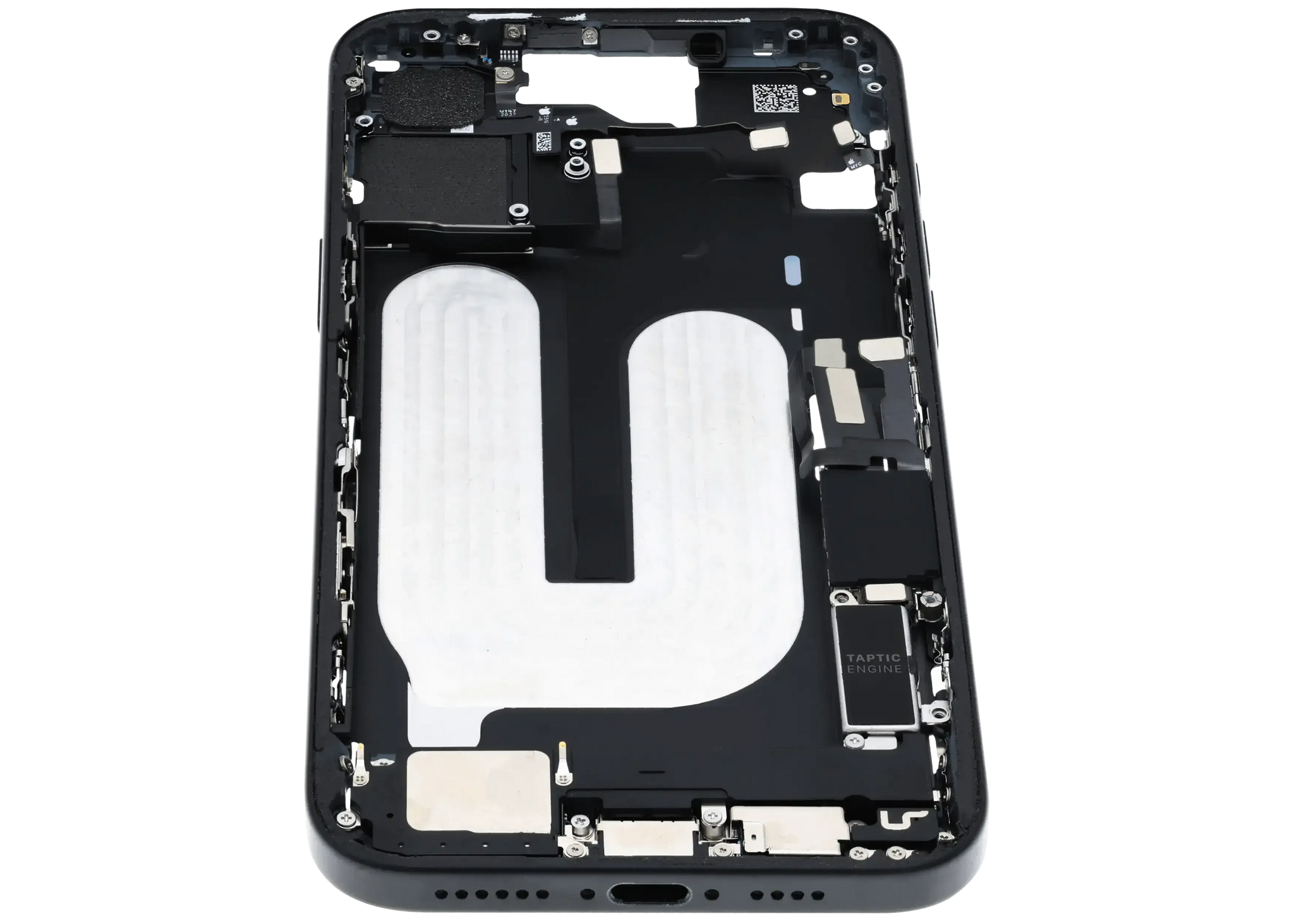 Mid-Frame Housing W/ Charging Port Flex & Small Parts For iPhone 16 Plus (EU / Global Version) (Pull) (Black)