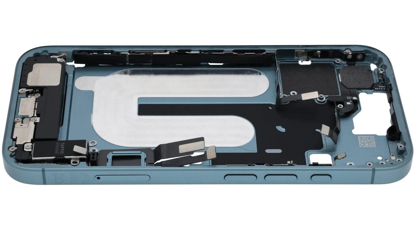 Mid-Frame Housing W/ Charging Port Flex & Small Parts For iPhone 16 (EU / Global Version) (Pull) (Teal)