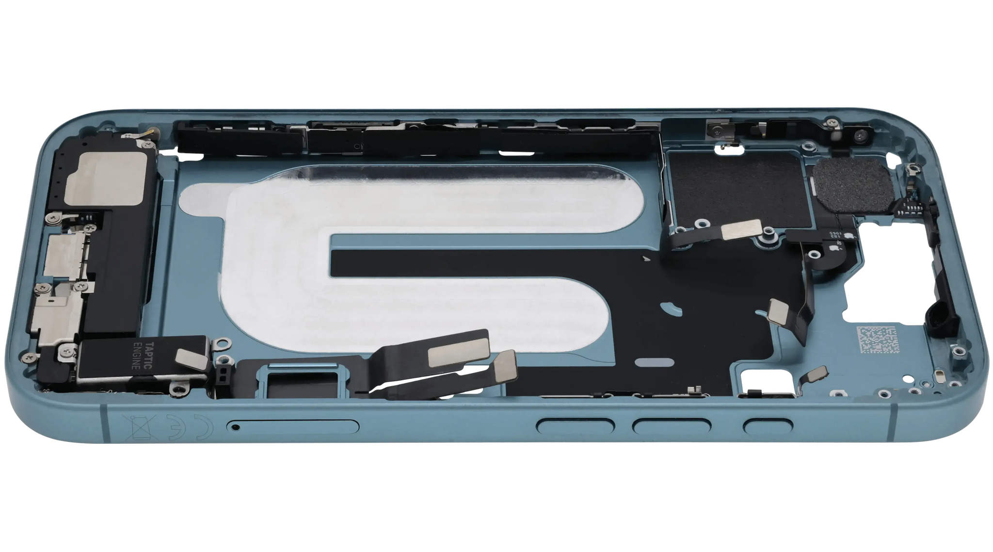 Mid-Frame Housing W/ Charging Port Flex & Small Parts For iPhone 16 (EU / Global Version) (Pull) (Teal)