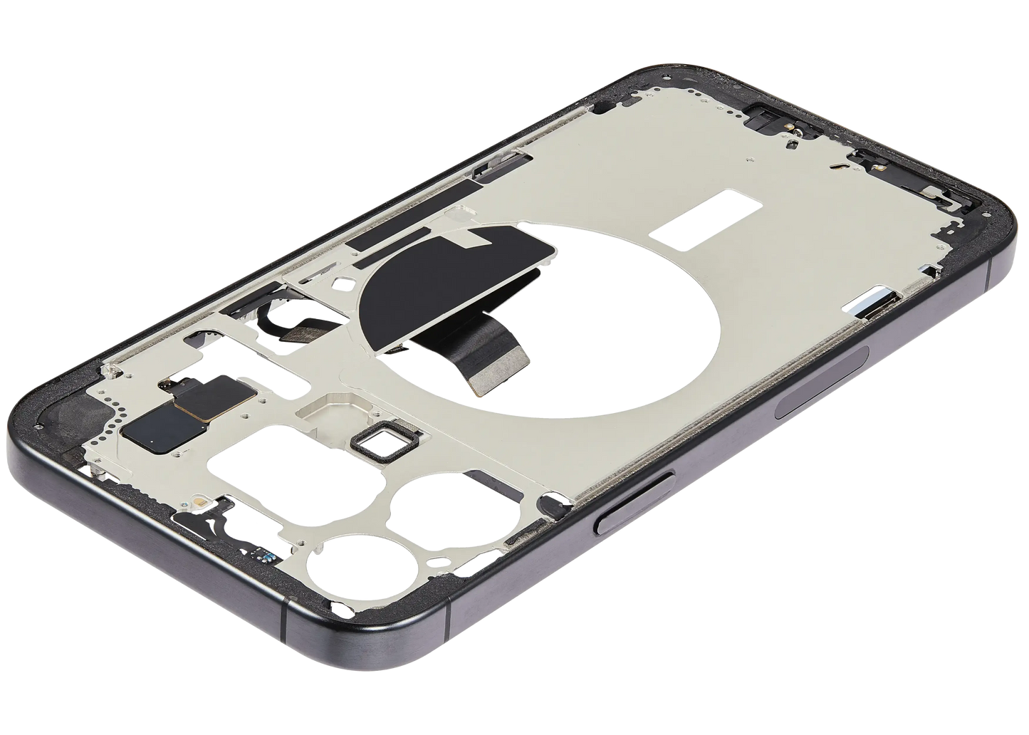 Mid-Frame Housing W/ Charging Port Flex & Small Parts For iPhone 15 Pro Max (US Version) (Pull) (Black Titanium)