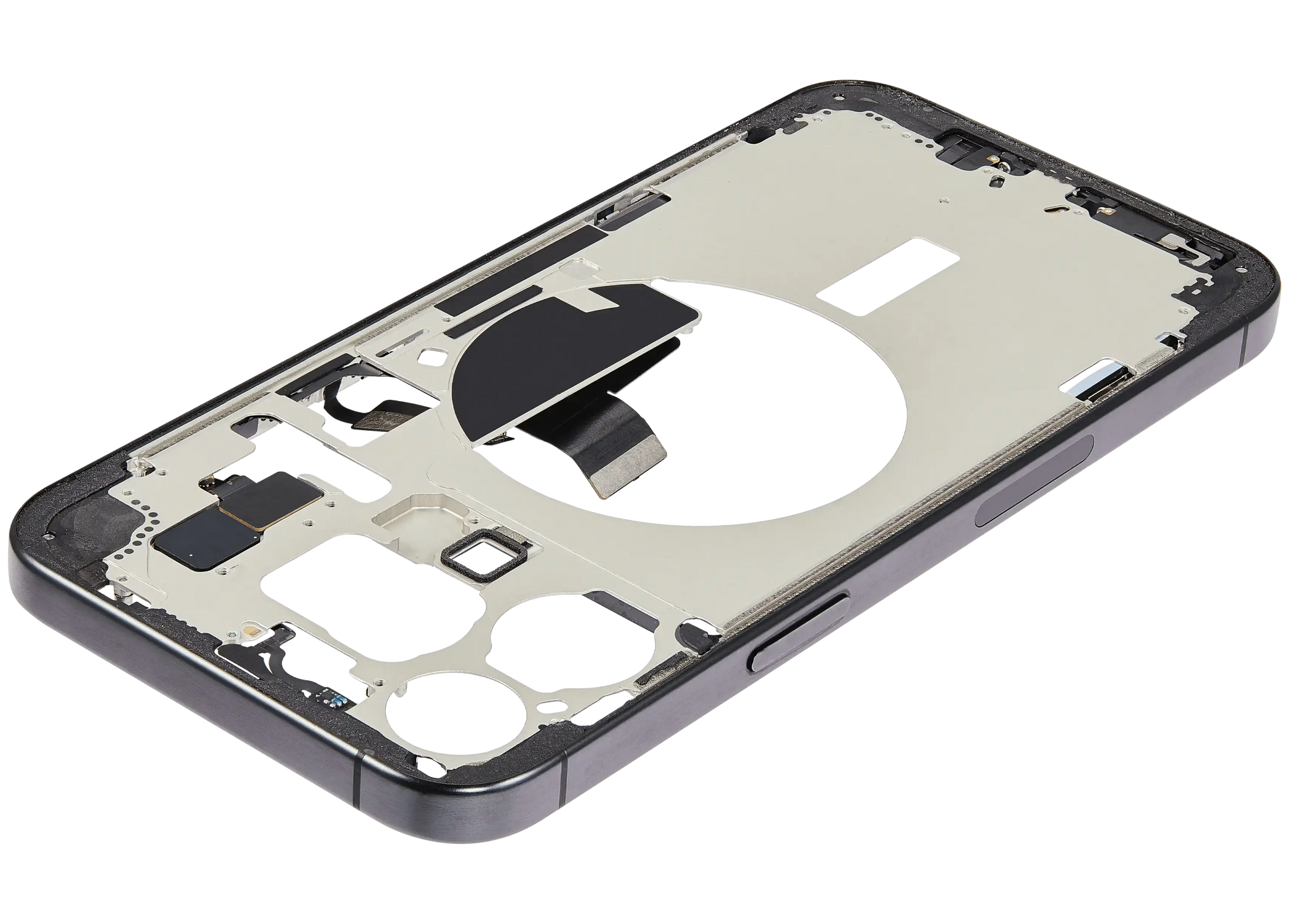 Mid-Frame Housing W/ Charging Port Flex & Small Parts For iPhone 15 Pro Max (US Version) (Pull) (Black Titanium)