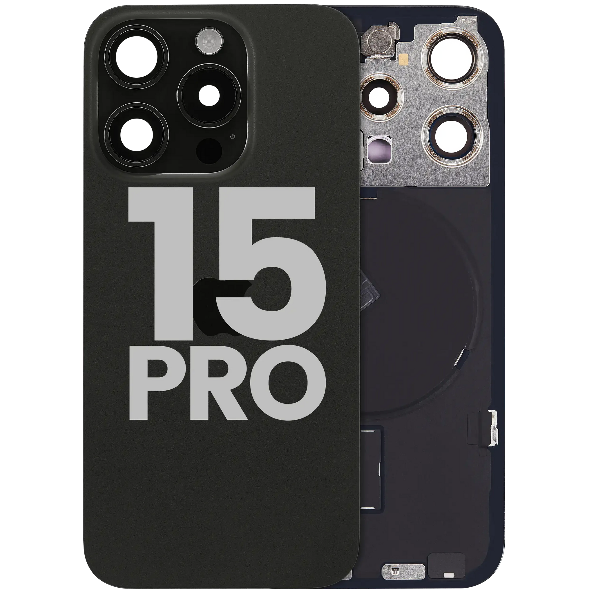 Back Glass w/ MagSafe Magnet & NFC & Flashlight Flex For iPhone 15 Pro (Pull) (Black Titanium)