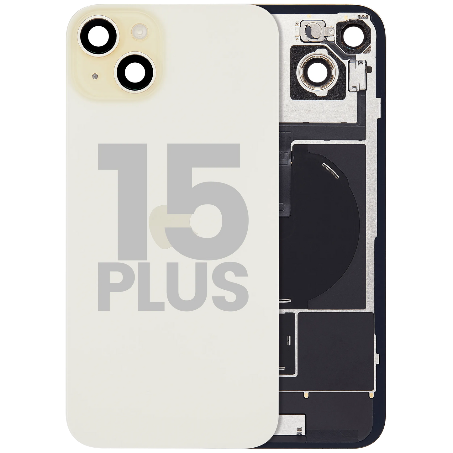 Back Glass w/ MagSafe Magnet & NFC & Flashlight Flex For iPhone 15 Plus (Pull) (Yellow)
