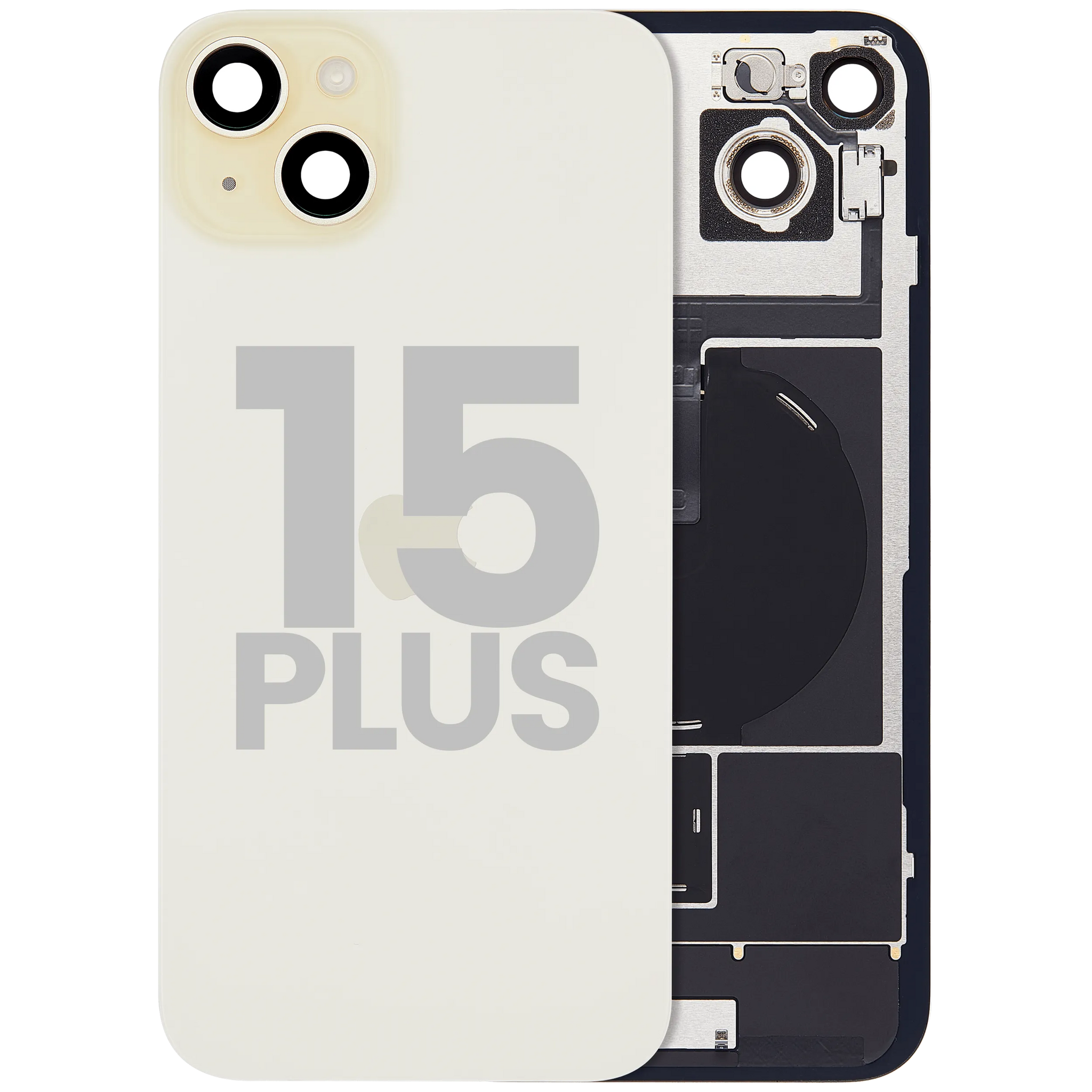 Back Glass w/ MagSafe Magnet & NFC & Flashlight Flex For iPhone 15 Plus (Pull) (Yellow)