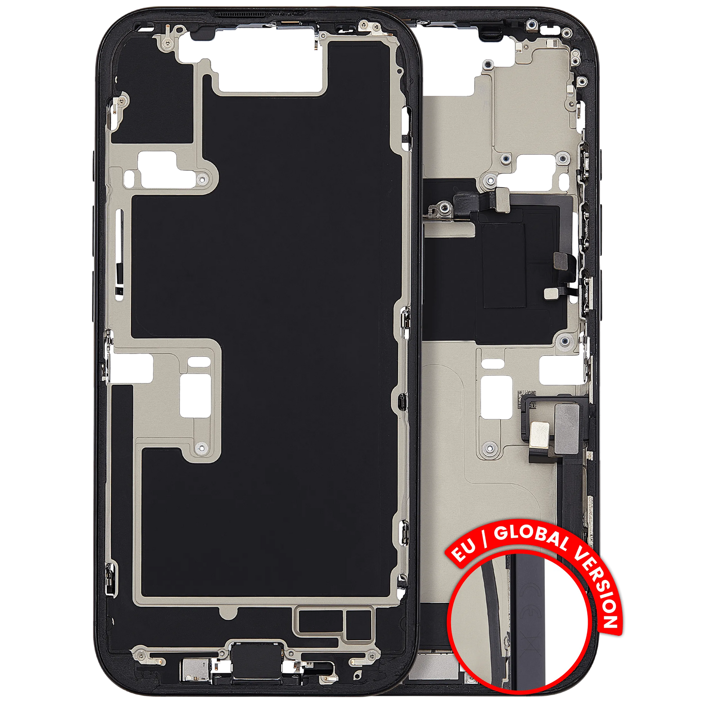 Mid-Frame Housing W/ Charging Port Flex & Small Parts For iPhone 16 Pro (EU / Global Version) (Pull) (Black Titanium)