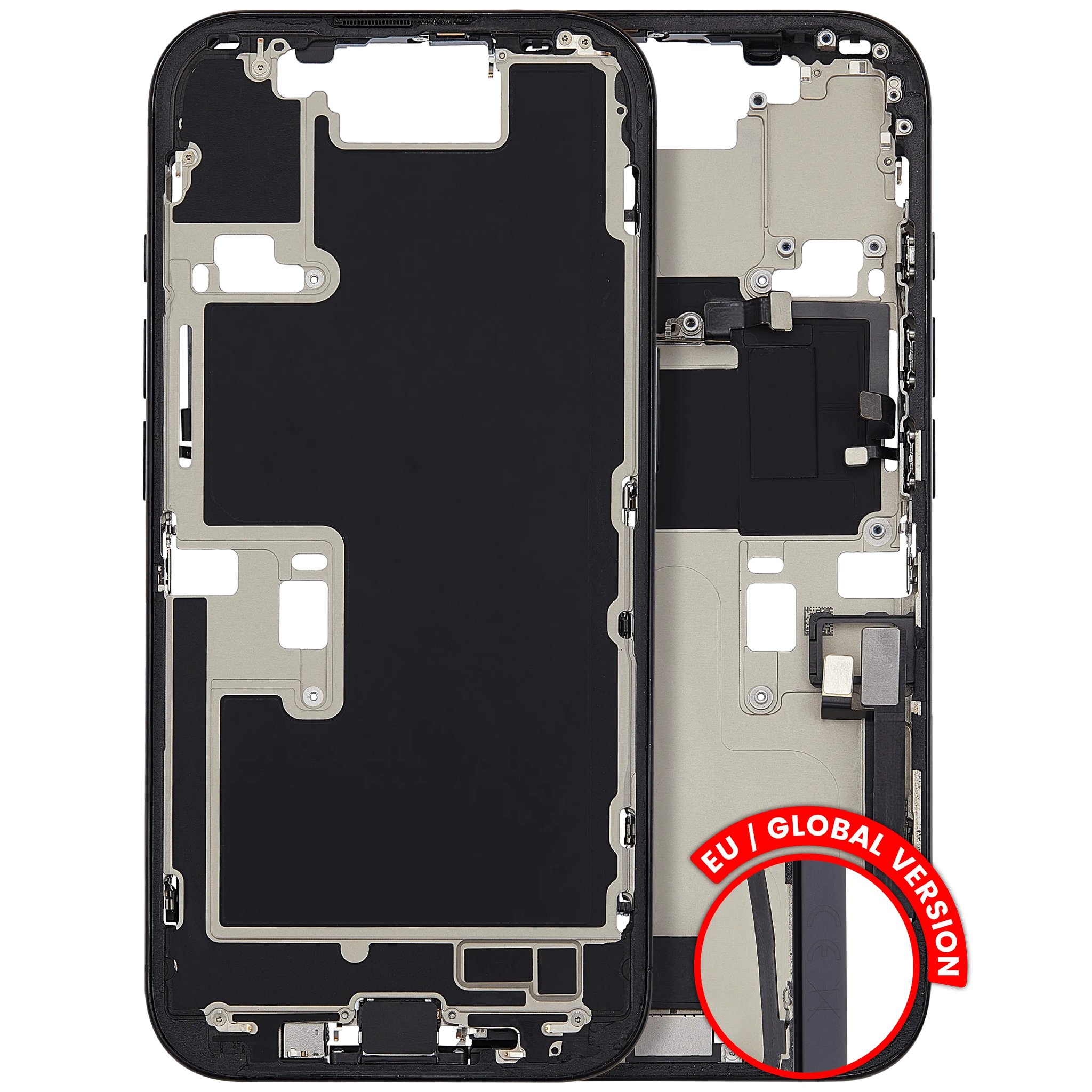 Mid-Frame Housing W/ Charging Port Flex & Small Parts For iPhone 16 Pro (EU / Global Version) (Pull) (Black Titanium)