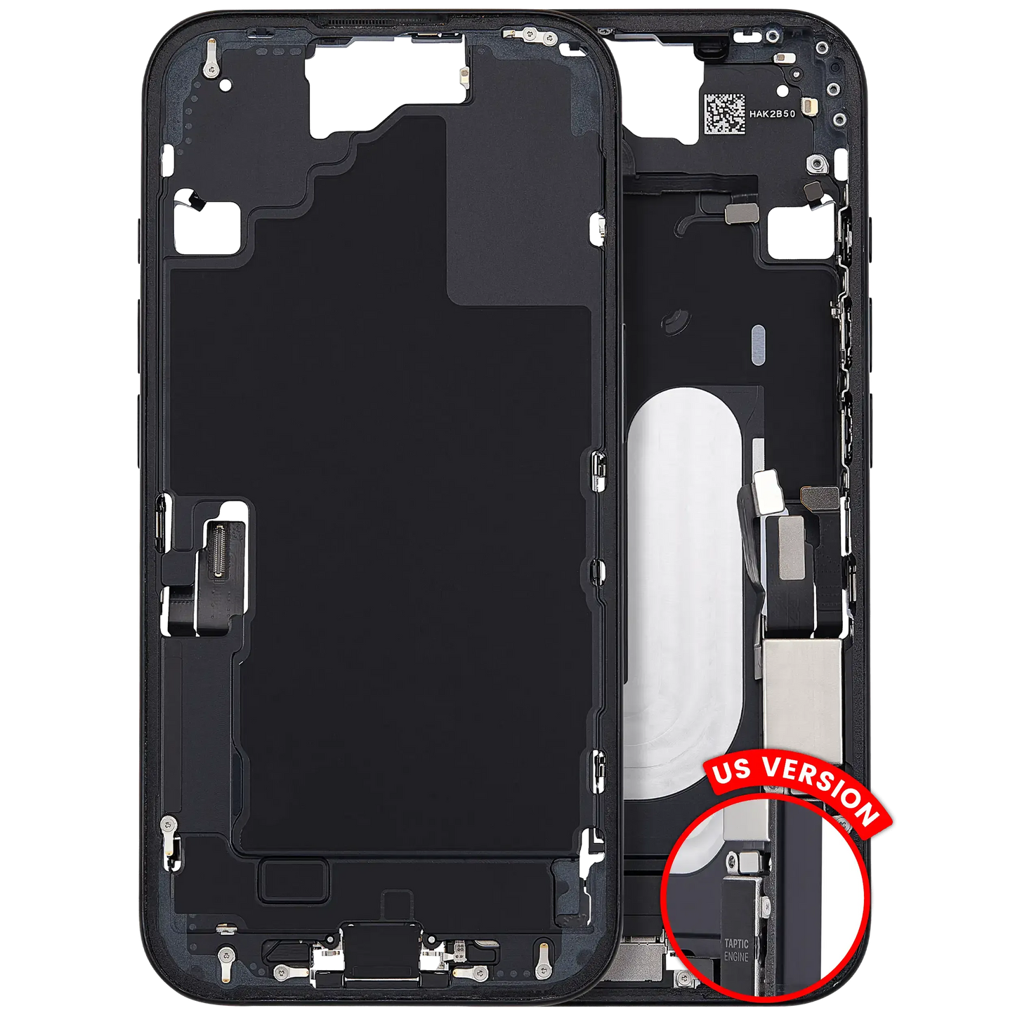 Mid-Frame Housing W/ Charging Port Flex & Small Parts For iPhone 16 (US Version) (Pull) (Black)