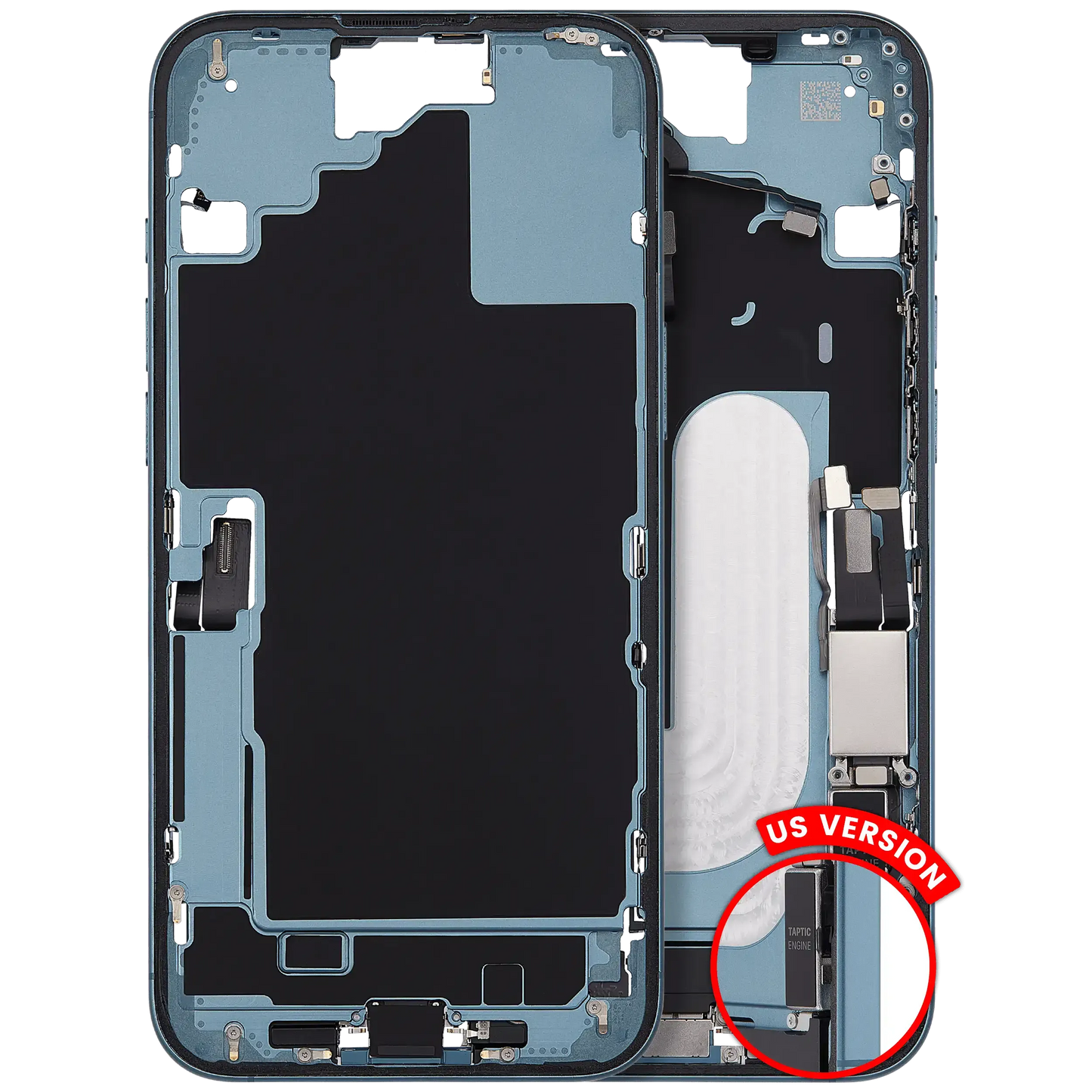 Mid-Frame Housing W/ Charging Port Flex & Small Parts For iPhone 16 Plus (US Version) (Pull) (Teal)