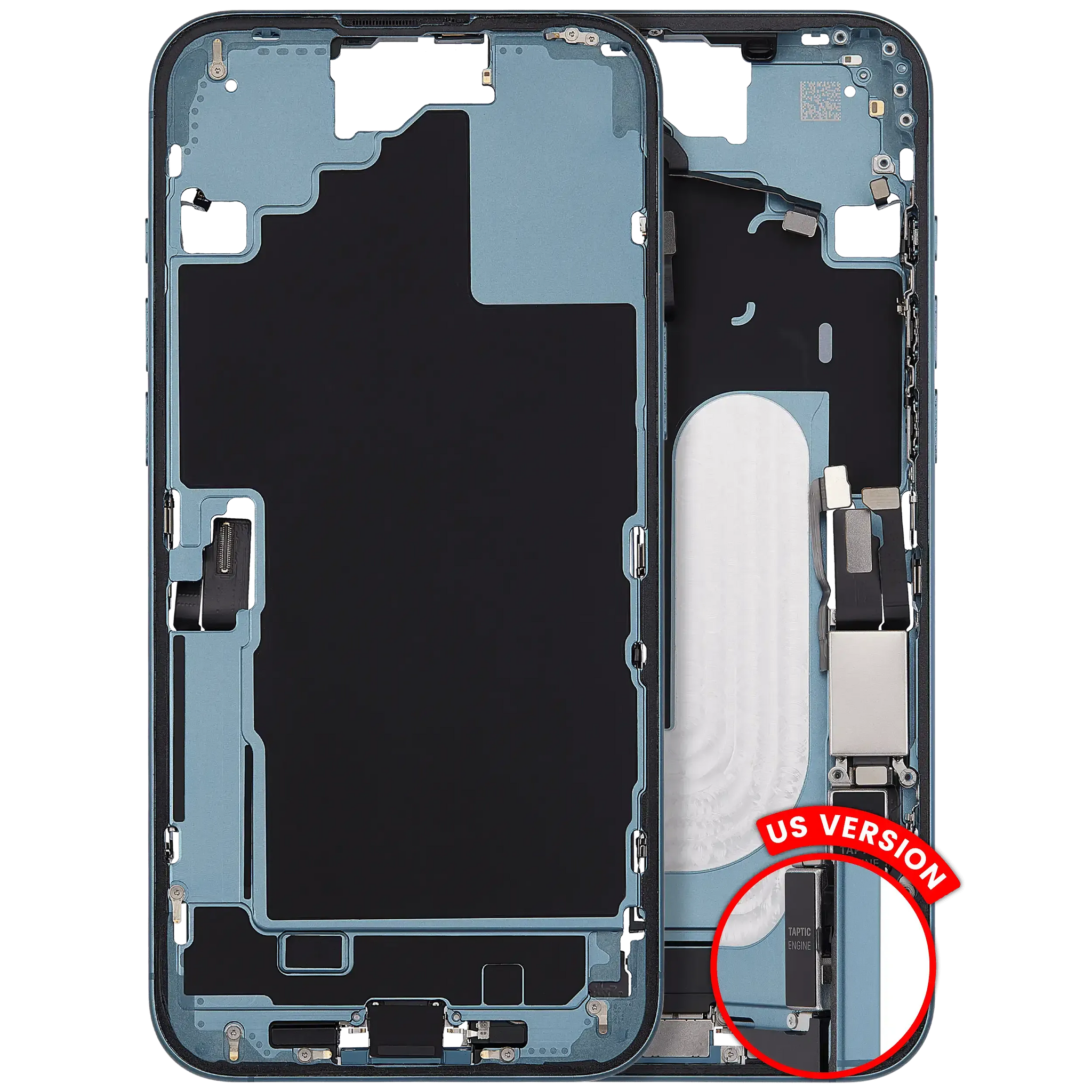 Mid-Frame Housing W/ Charging Port Flex & Small Parts For iPhone 16 Plus (US Version) (Pull) (Teal)
