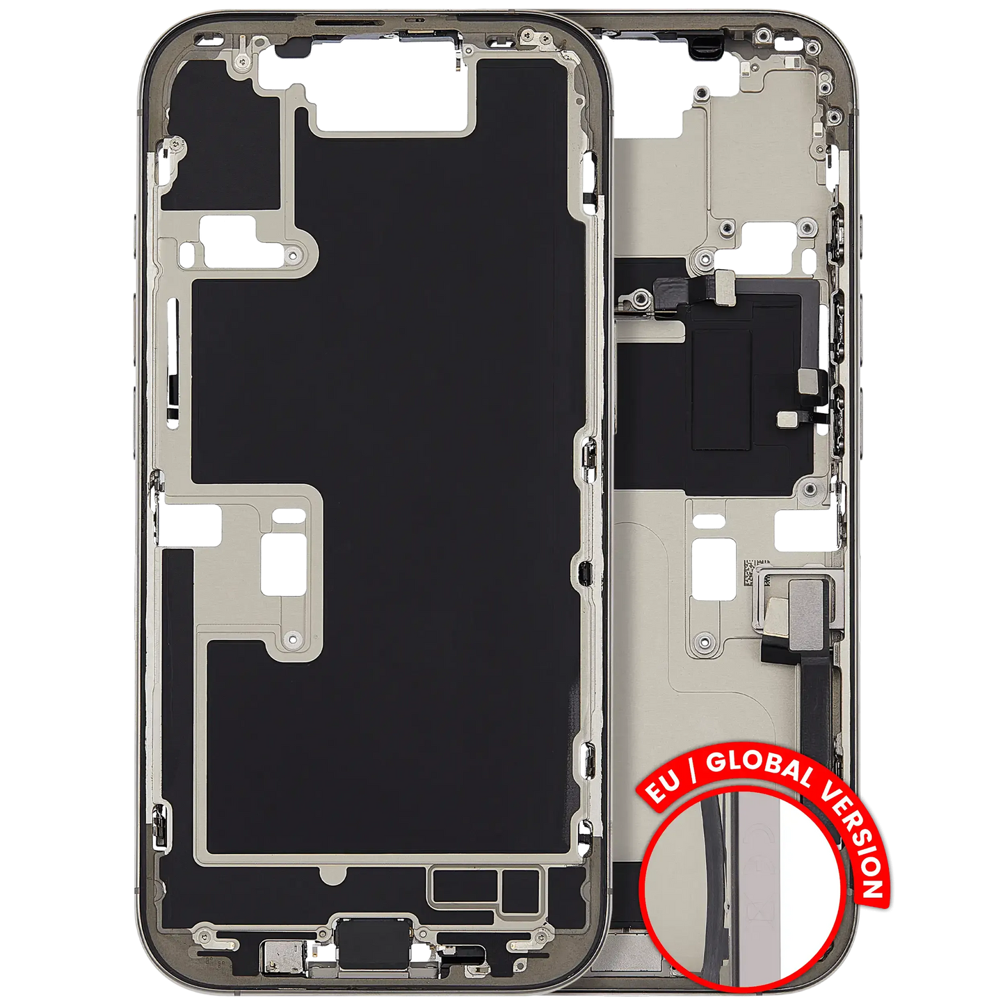 Mid-Frame Housing W/ Charging Port Flex & Small Parts For iPhone 16 Pro (EU / Global Version) (Pull) (Natural Titanium)