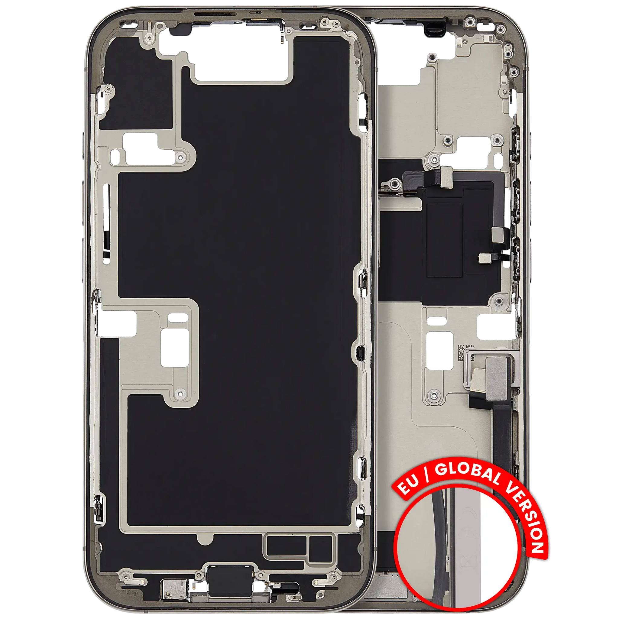 Mid-Frame Housing W/ Charging Port Flex & Small Parts For iPhone 16 Pro (EU / Global Version) (Pull) (Natural Titanium)
