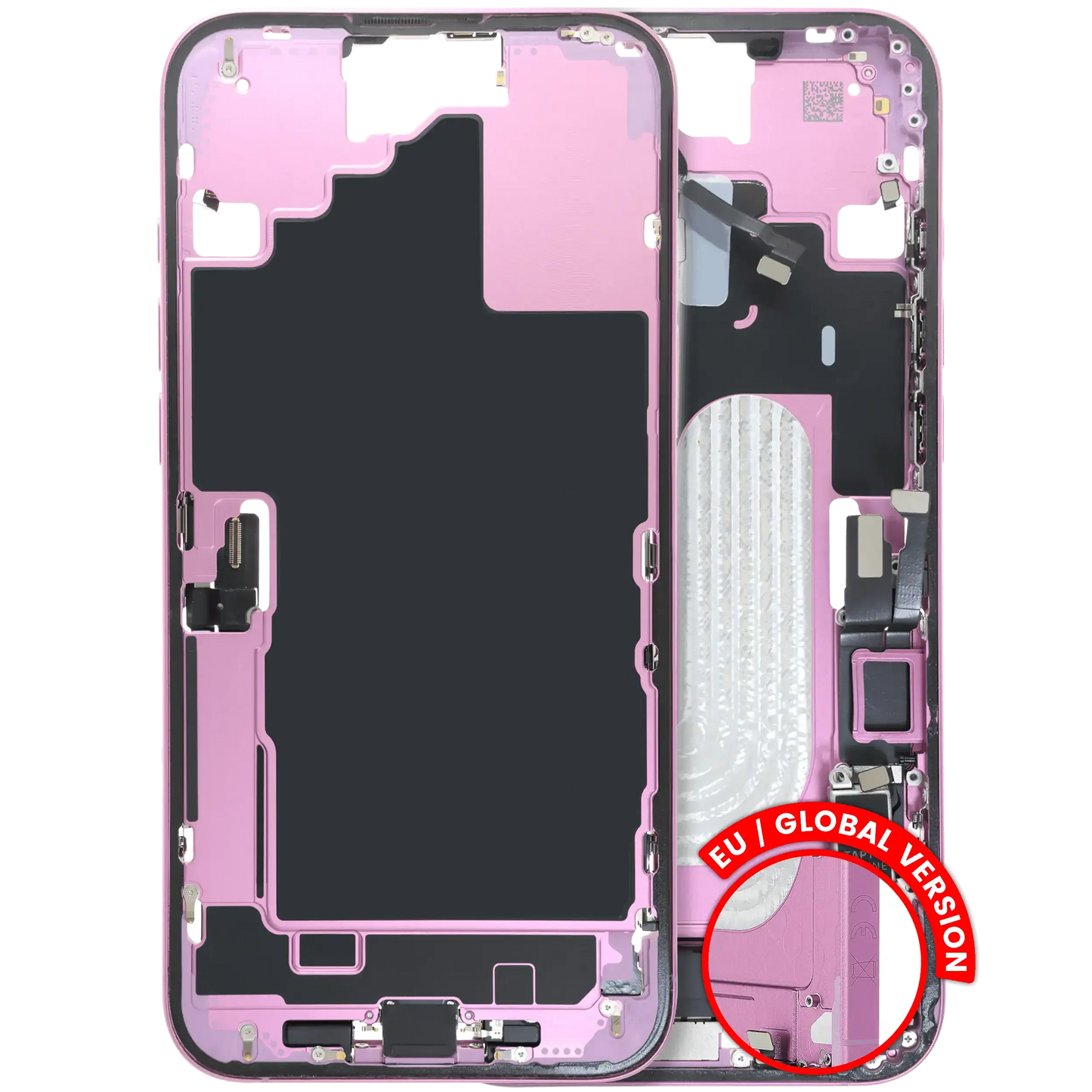 Mid-Frame Housing W/ Charging Port Flex & Small Parts For iPhone 16 Plus (EU / Global Version) (Pull) (Pink)