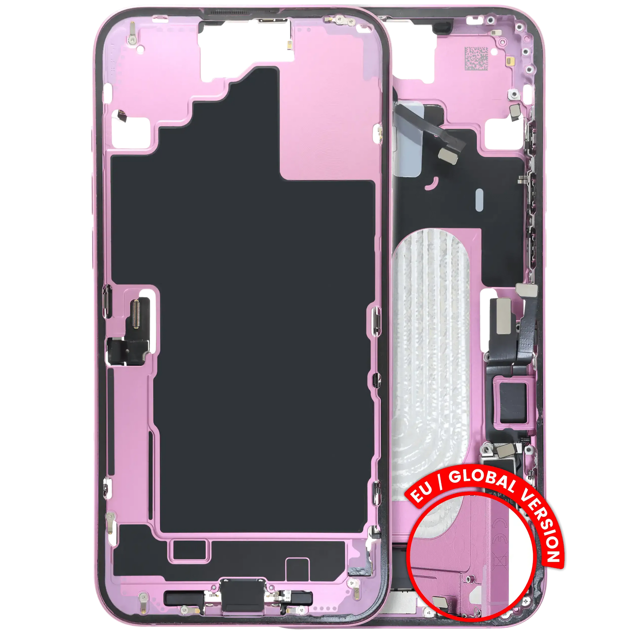 Mid-Frame Housing W/ Charging Port Flex & Small Parts For iPhone 16 Plus (EU / Global Version) (Pull) (Pink)