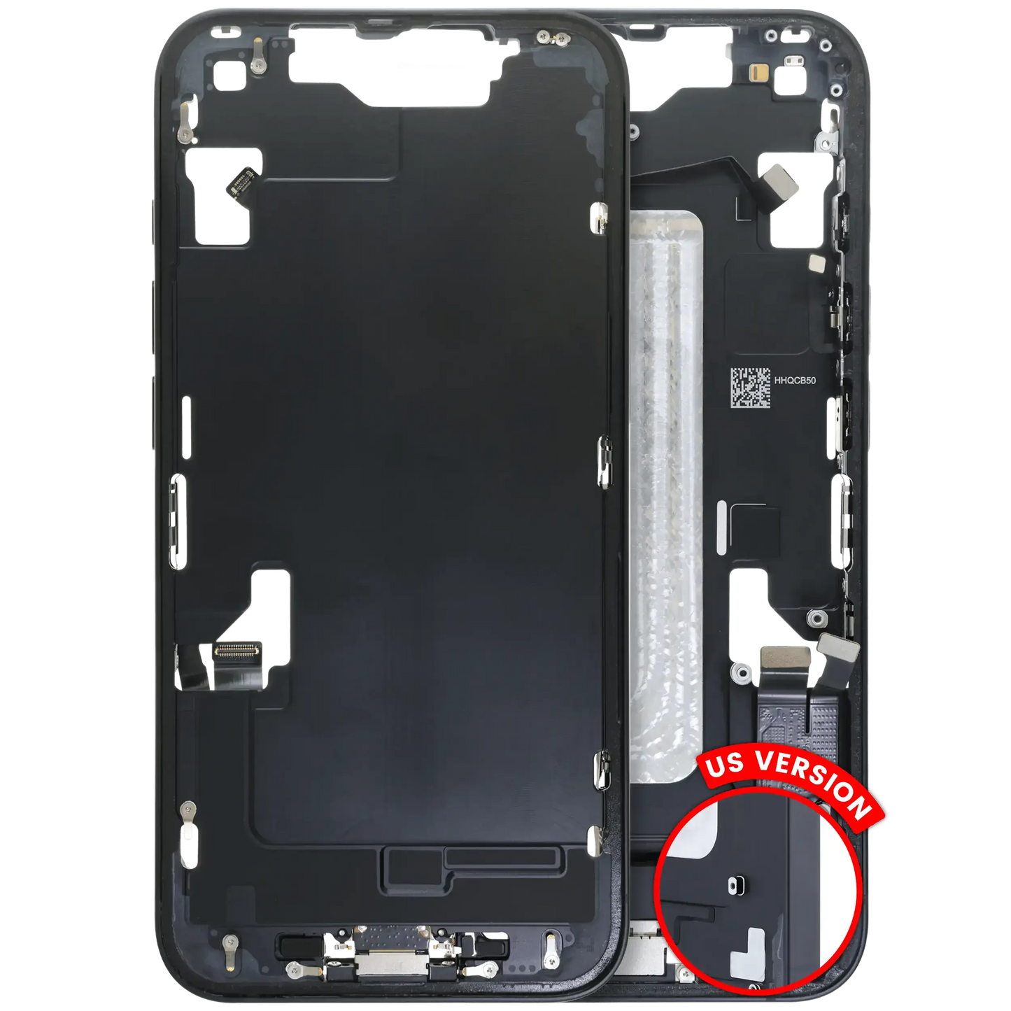 Mid-Frame Housing W/ Charging Port Flex & Small Parts For iPhone 16e (US Version) (Pull) (Black)