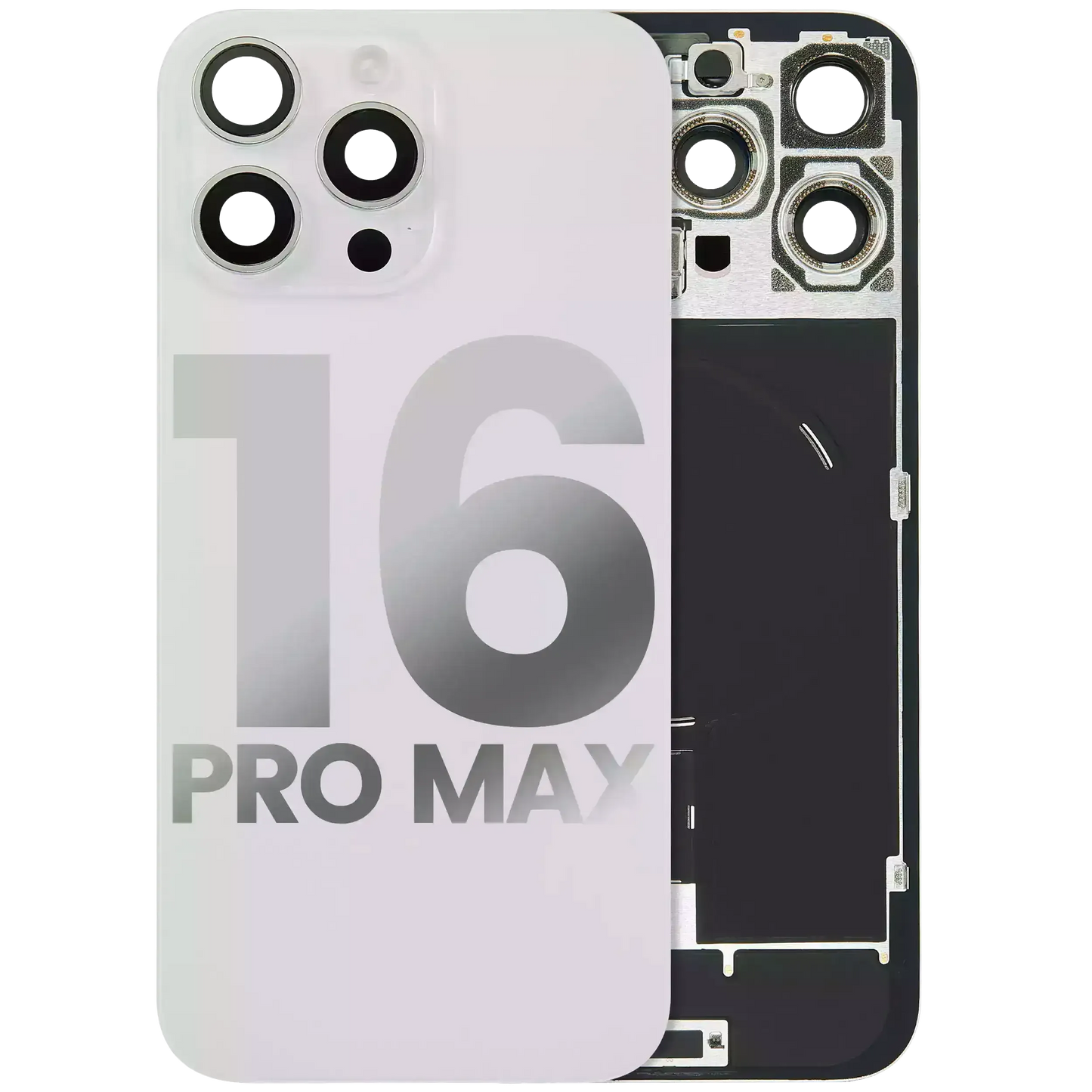 Back Glass w/ MagSafe Magnet & NFC & Flashlight Flex For iPhone 16 Pro Max (Pull) (White Titanium)