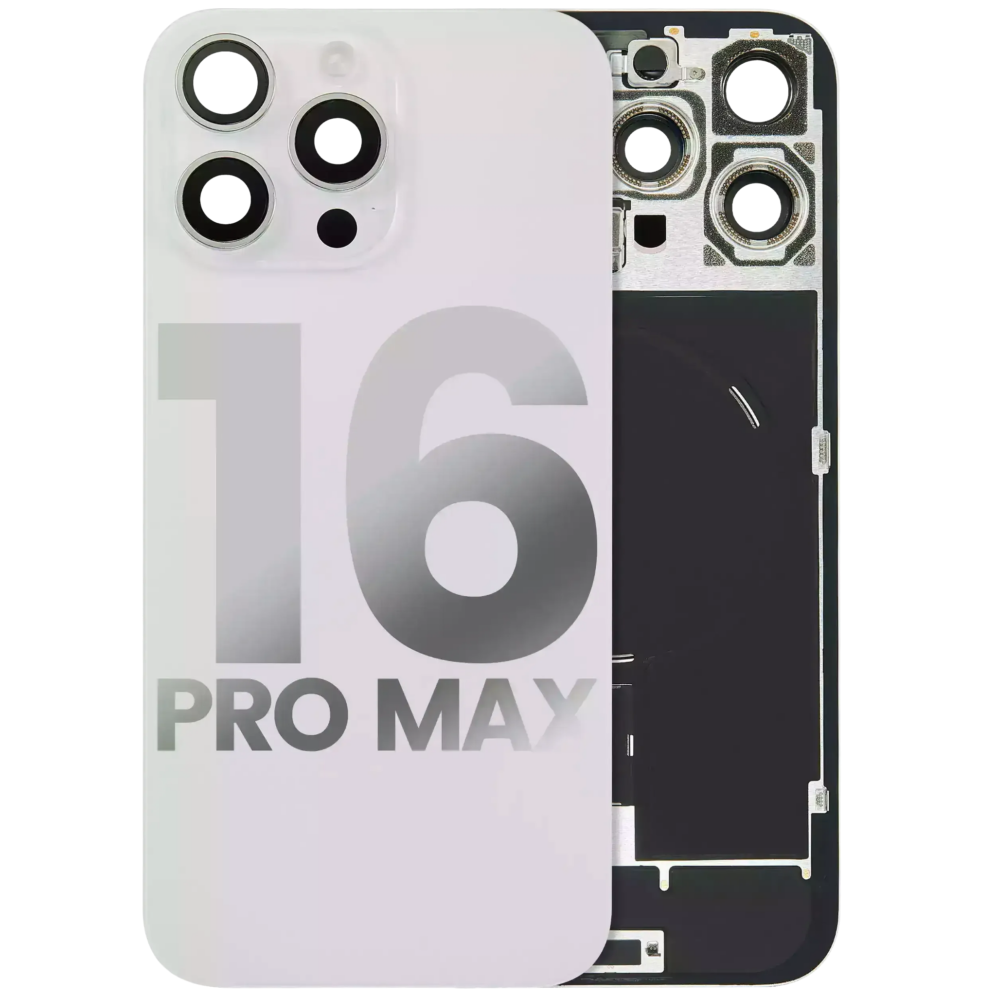 Back Glass w/ MagSafe Magnet & NFC & Flashlight Flex For iPhone 16 Pro Max (Pull) (White Titanium)