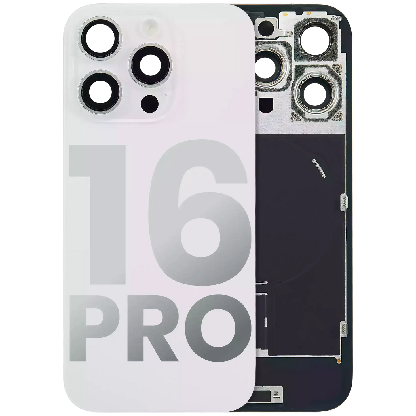 Back Glass w/ MagSafe Magnet & NFC & Flashlight Flex For iPhone 16 Pro (Pull) (White Titanium)