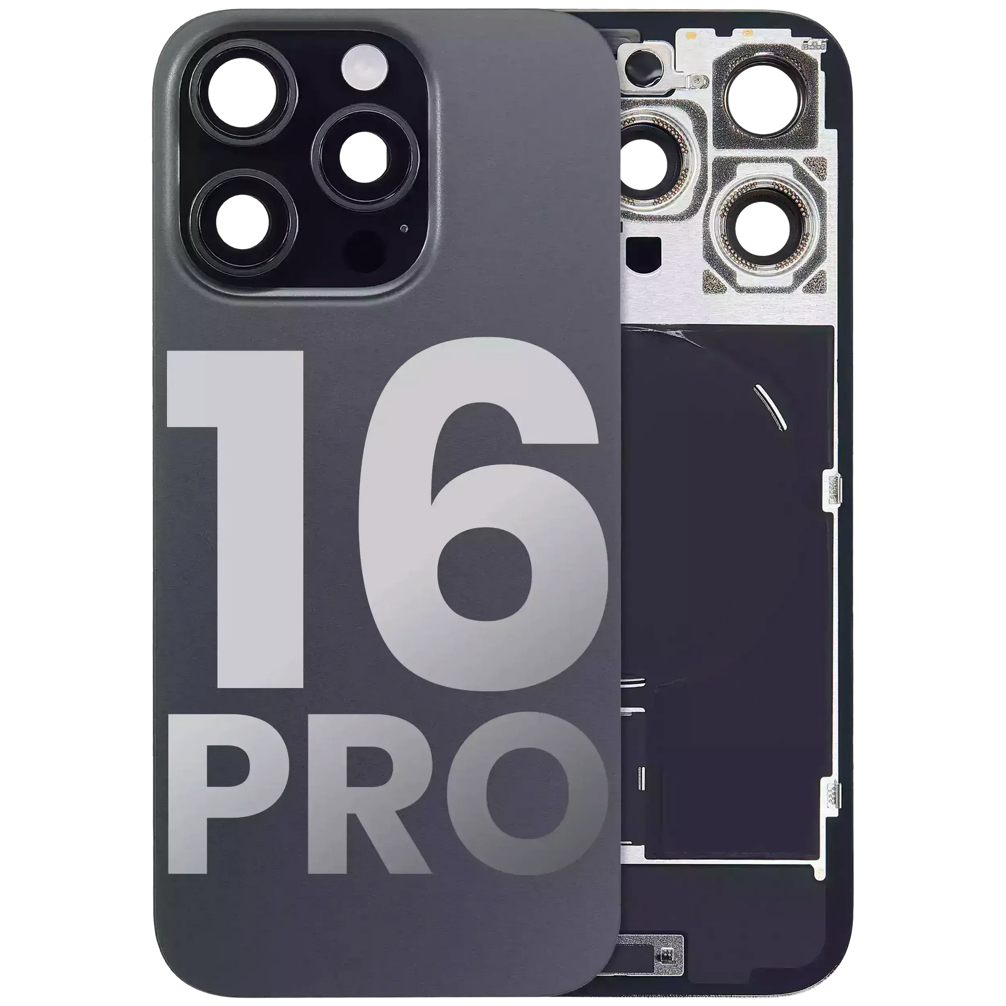 Back Glass w/ MagSafe Magnet & NFC & Flashlight Flex For iPhone 16 Pro (Pull) (Black Titanium)