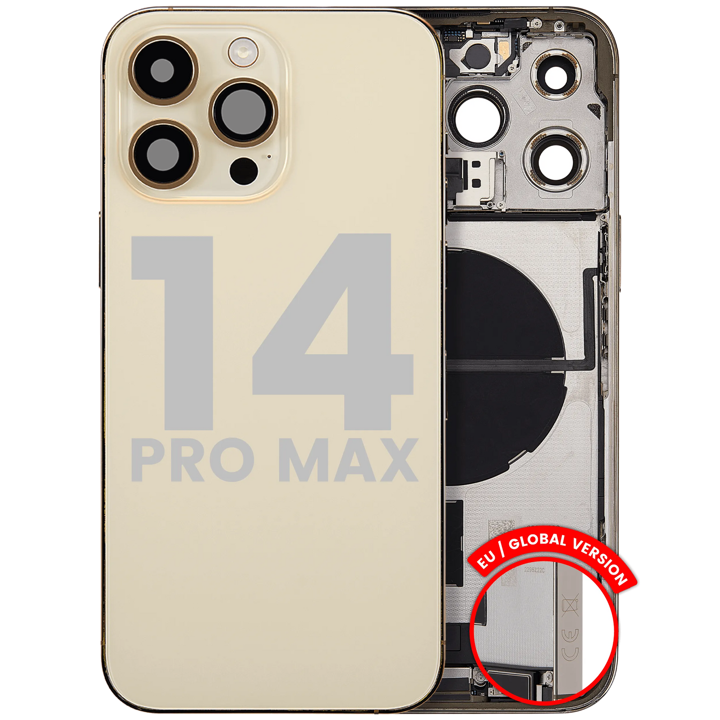 Back Housing W/ Charging Port Flex & Small Parts For iPhone 14 Pro Max (EU / Global Version) (Pull) (Gold)