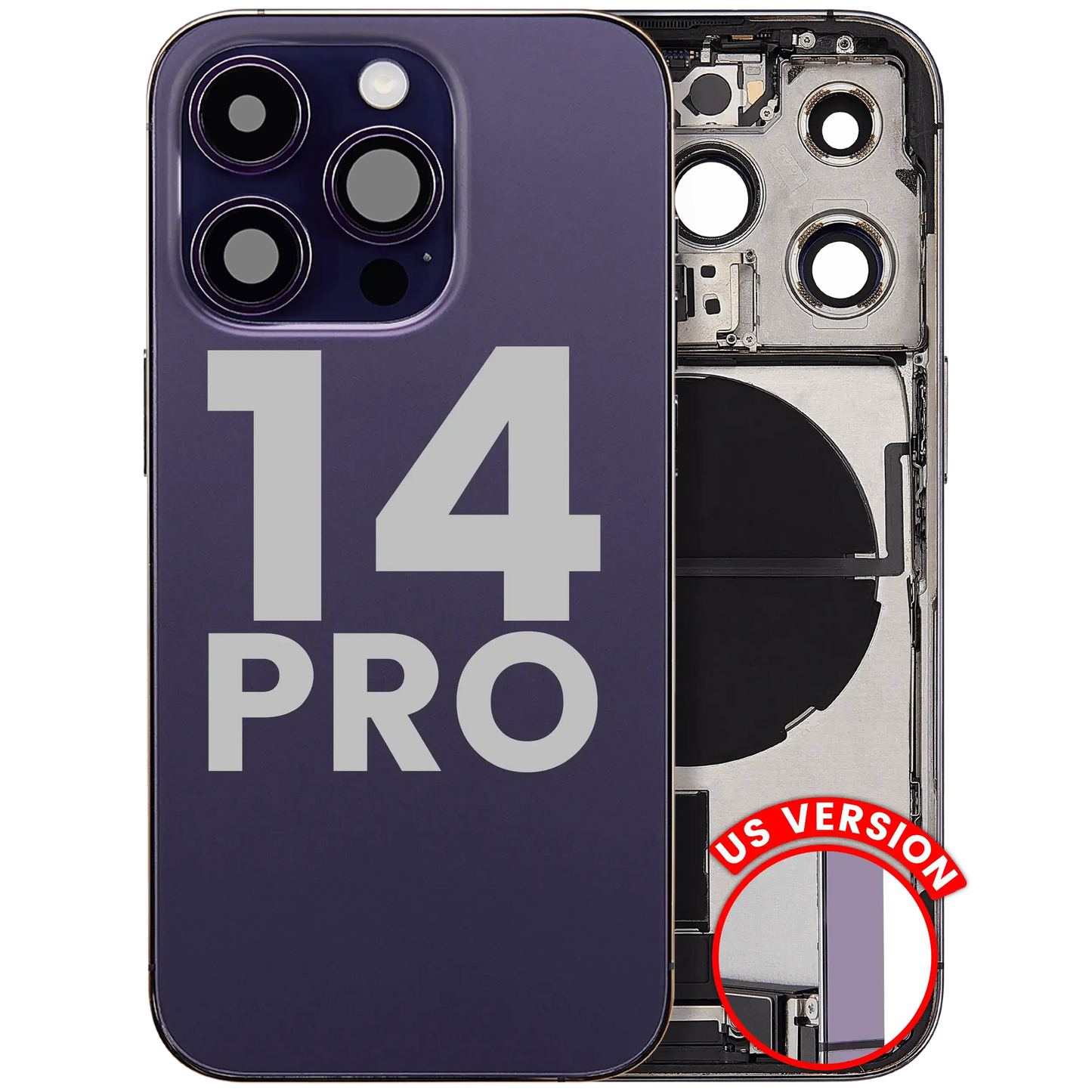 Back Housing W/ Charging Port Flex & Small Parts For iPhone 14 Pro (US Version) (Pull) (Deep Purple)
