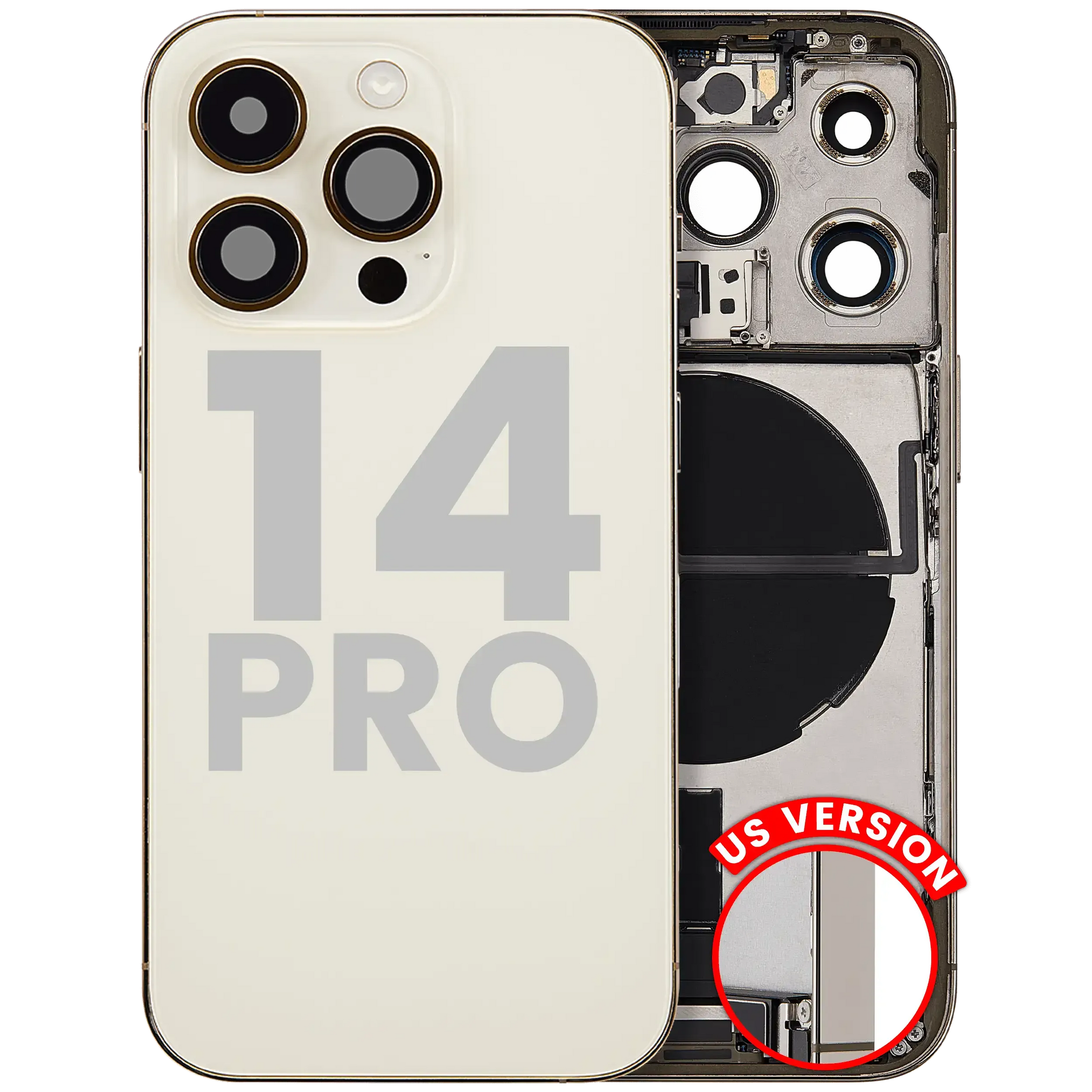 Back Housing W/ Charging Port Flex & Small Parts For iPhone 14 Pro (US Version) (Pull) (Gold)
