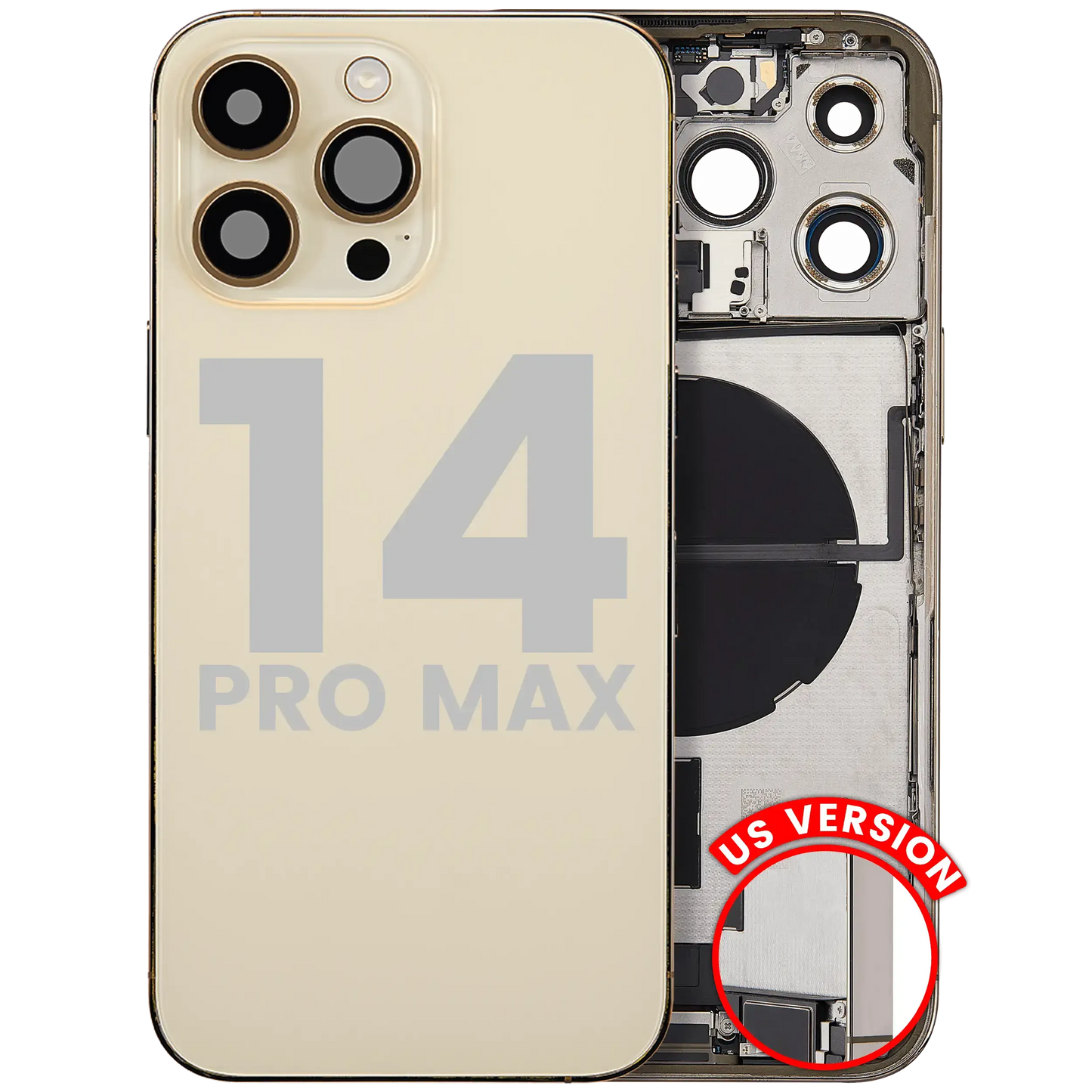 Back Housing W/ Charging Port Flex & Small Parts For iPhone 14 Pro Max (US Version) (Pull) (Gold)