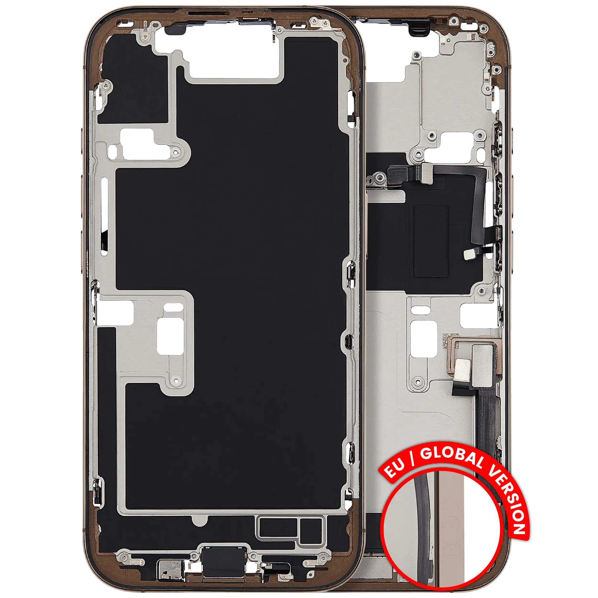Mid-Frame Housing W/ Charging Port Flex & Small Parts For iPhone 16 Pro (EU / Global Version) (Pull) (Desert Titanium)