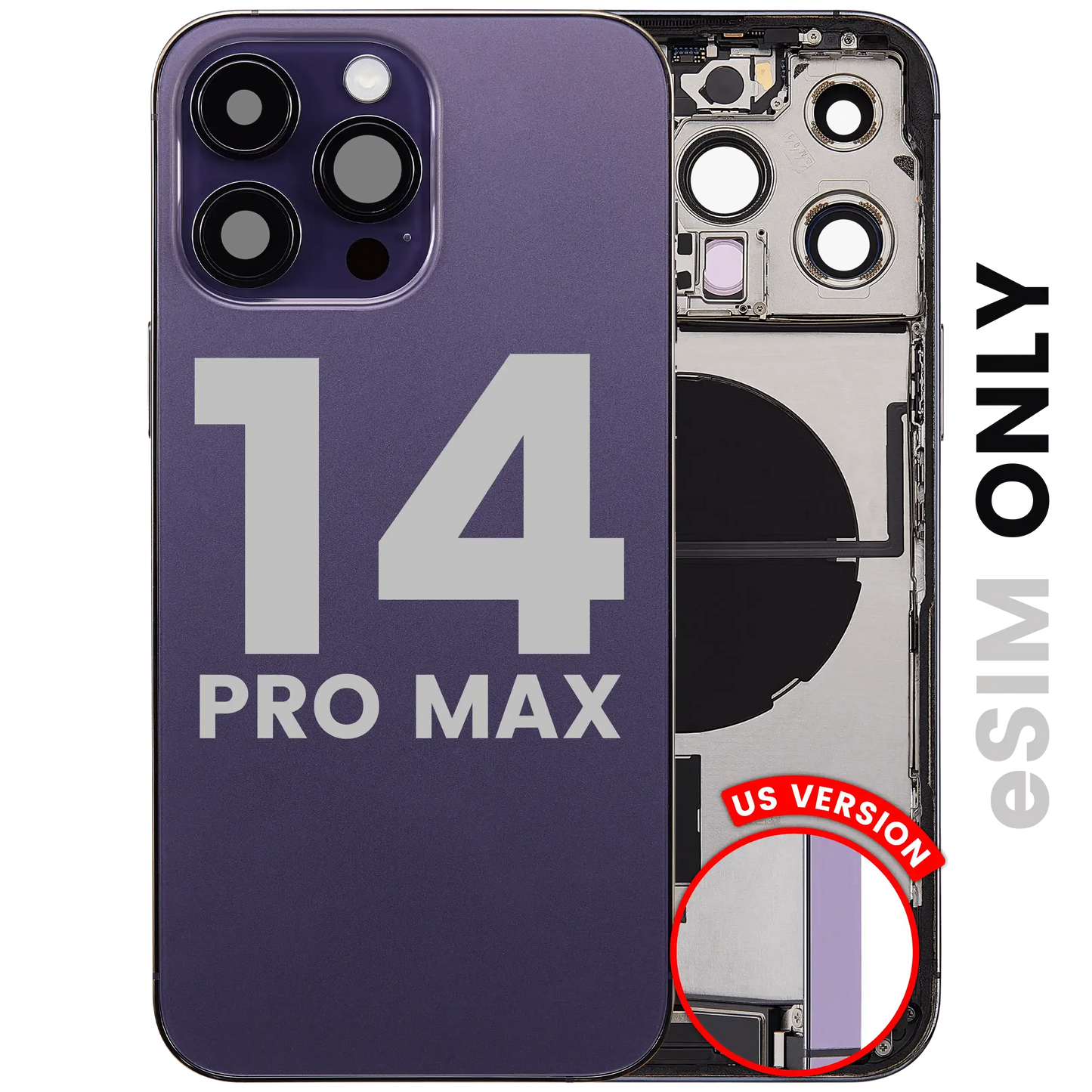 Back Housing W/ Charging Port Flex & Small Parts For iPhone 14 Pro Max (US Version) (Pull) (Deep Purple)