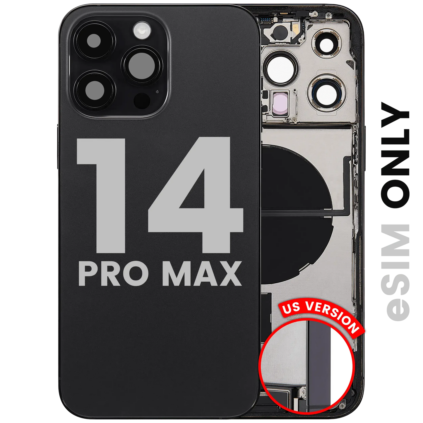Back Housing W/ Charging Port Flex & Small Parts For iPhone 14 Pro Max (US Version) (Pull) (Space Black)