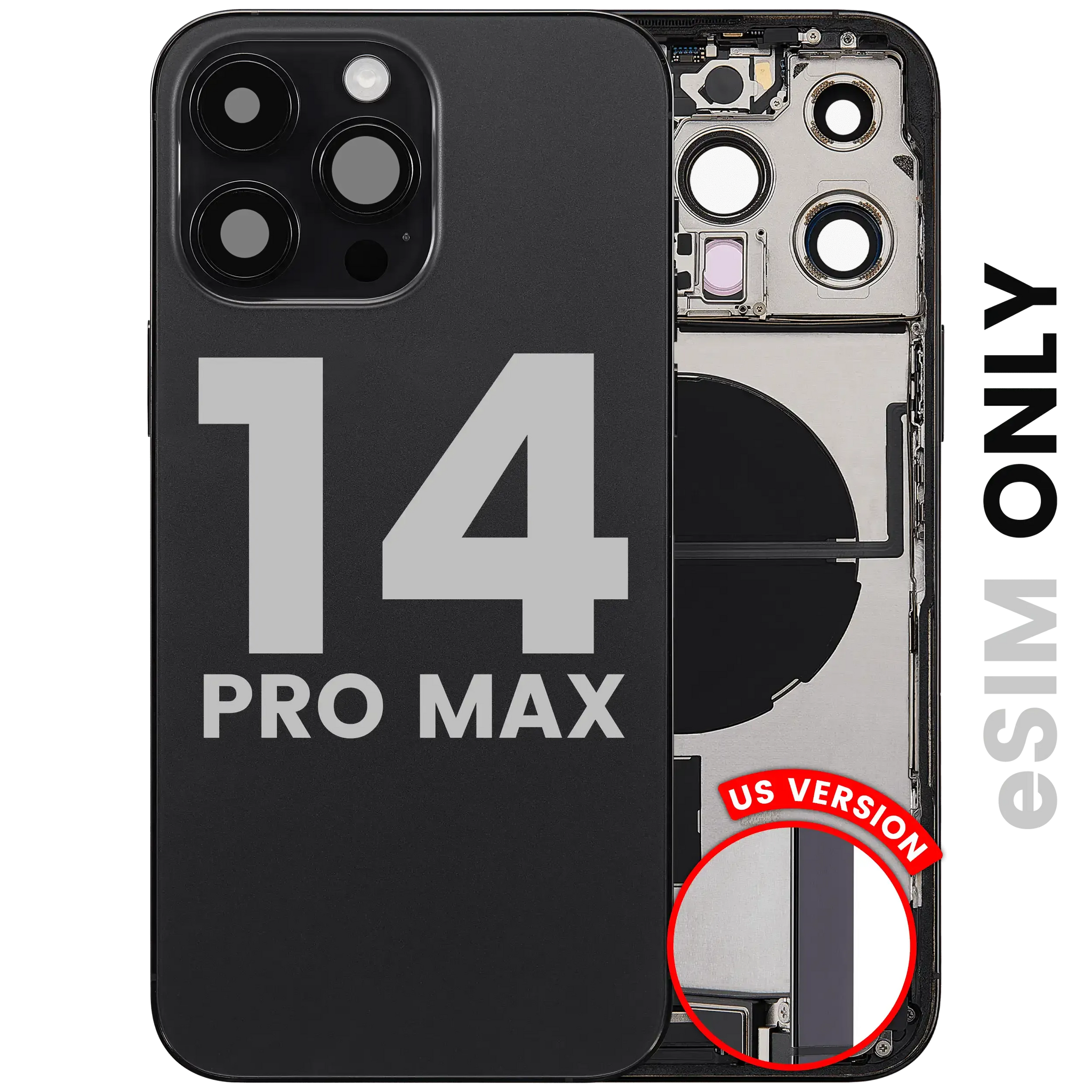 Back Housing W/ Charging Port Flex & Small Parts For iPhone 14 Pro Max (US Version) (Pull) (Space Black)