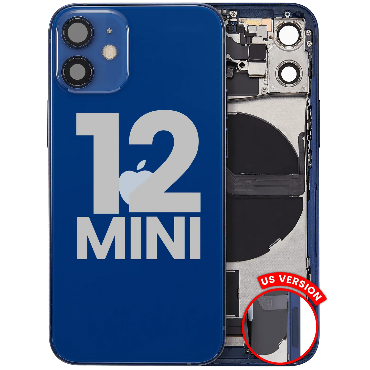 Back Housing W/ Charging Port Flex & Small Parts For iPhone 12 Mini (US Version) (Pull) (Blue)