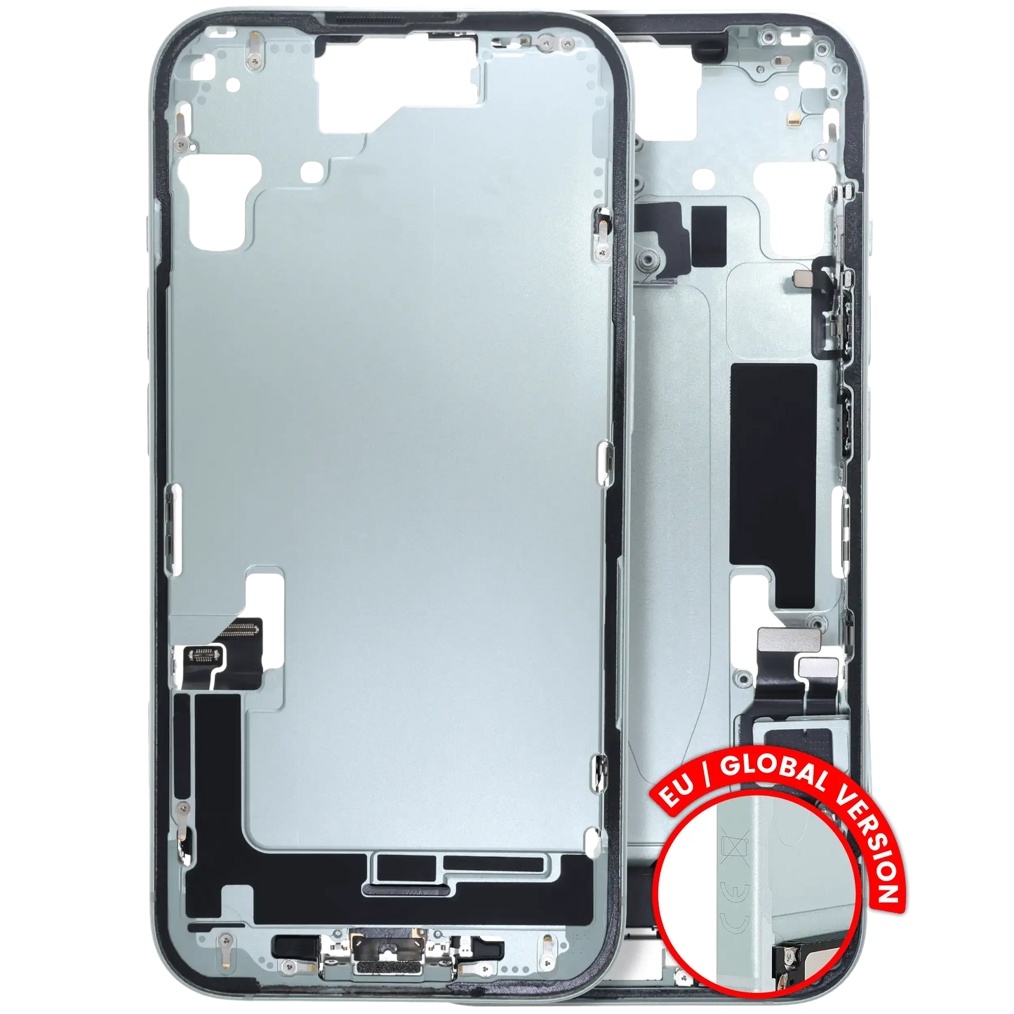 Mid-Frame Housing W/ Charging Port Flex & Small Parts For iPhone 15 (EU / Global Version) (Pull) (Green)