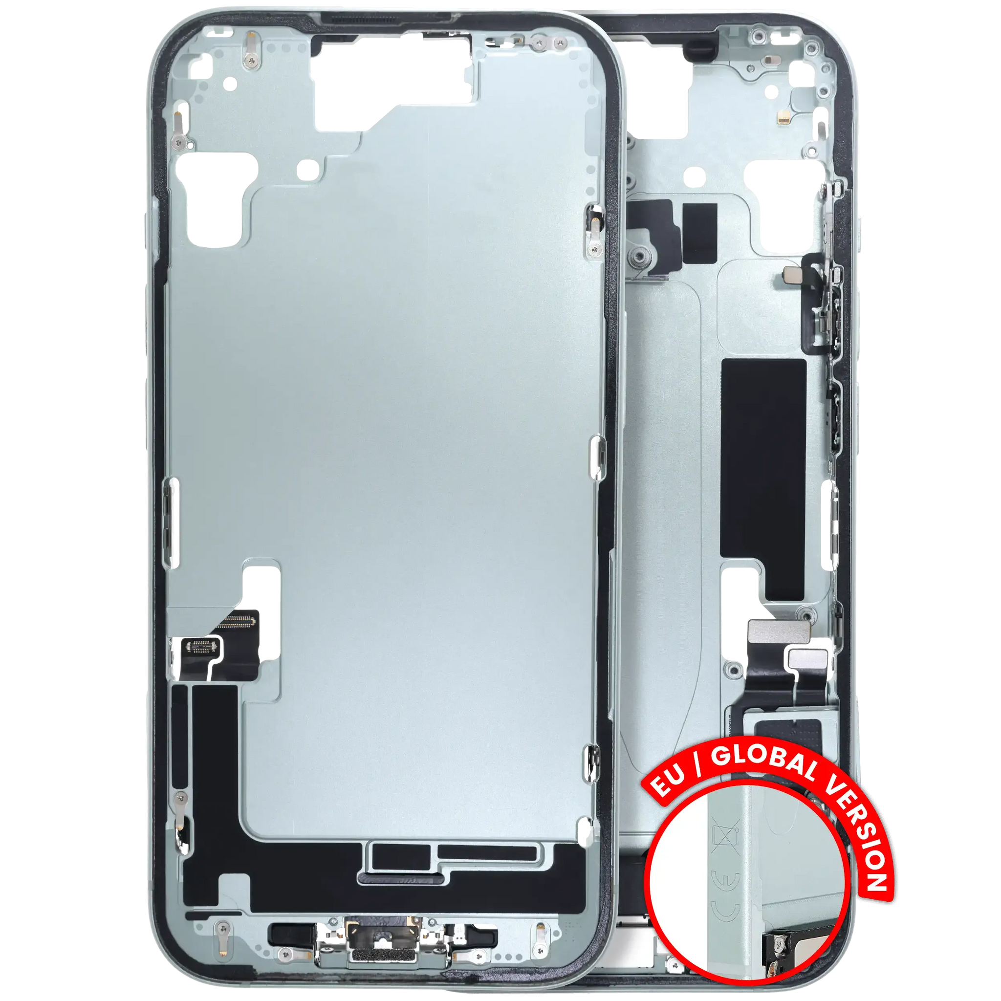 Mid-Frame Housing W/ Charging Port Flex & Small Parts For iPhone 15 (EU / Global Version) (Pull) (Green)