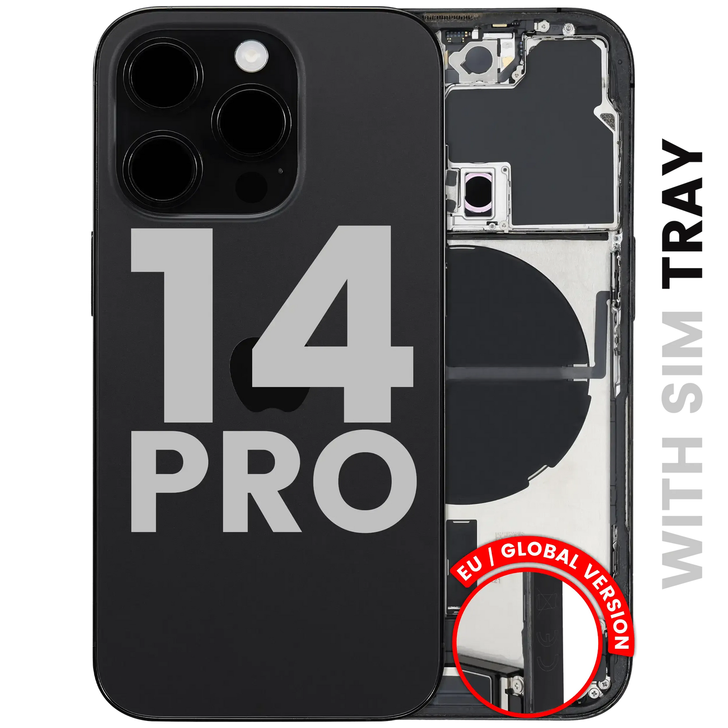 Back Housing W/ Charging Port Flex & Small Parts For iPhone 14 Pro (EU / Global Version) (Pull) (Space Black)