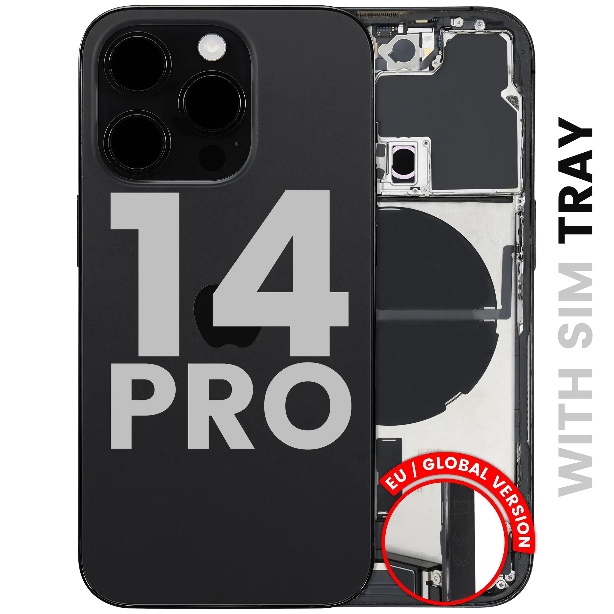 Back Housing W/ Charging Port Flex & Small Parts For iPhone 14 Pro (EU / Global Version) (Pull) (Space Black)