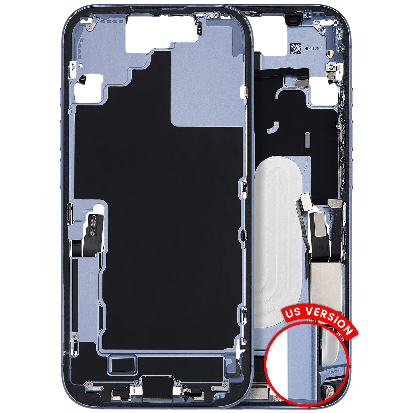 Mid-Frame Housing W/ Charging Port Flex & Small Parts For iPhone 17 (US Version) (Pull) (Mist Blue)