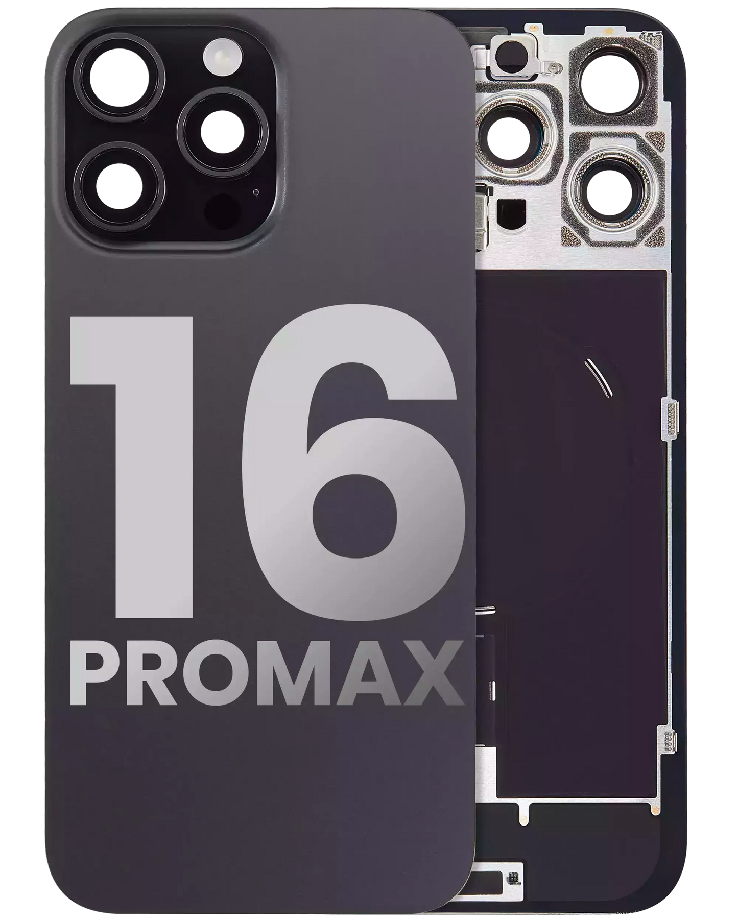 Back Glass w/ MagSafe Magnet & NFC & Flashlight Flex For iPhone 16 Pro Max (Used OEM Pull: Grade A) (Black Titanium)