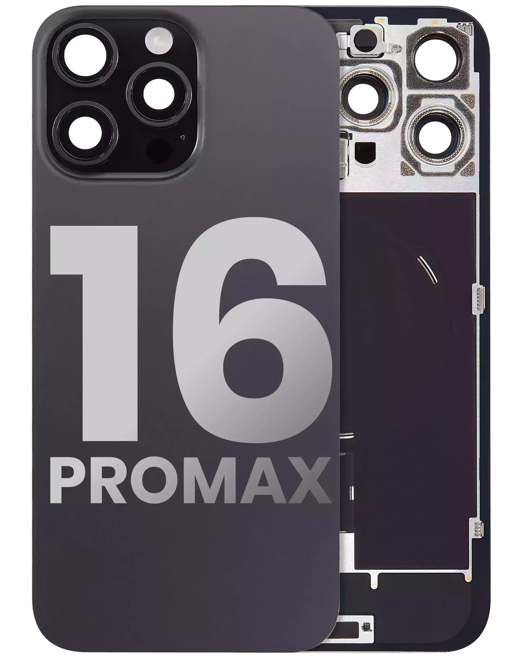 Back Glass w/ MagSafe Magnet & NFC & Flashlight Flex For iPhone 16 Pro Max (Used OEM Pull: Grade A) (Black Titanium)