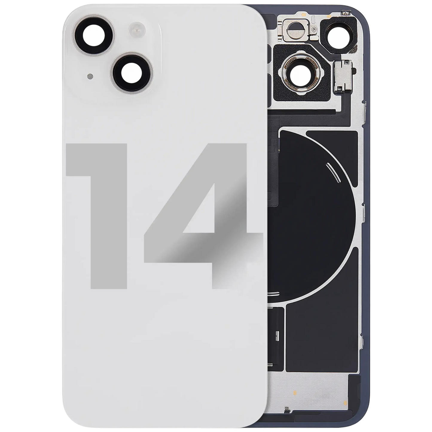 Back Glass w/ MagSafe Magnet & NFC & Flashlight Flex For iPhone 14 (Pull) (Starlight)