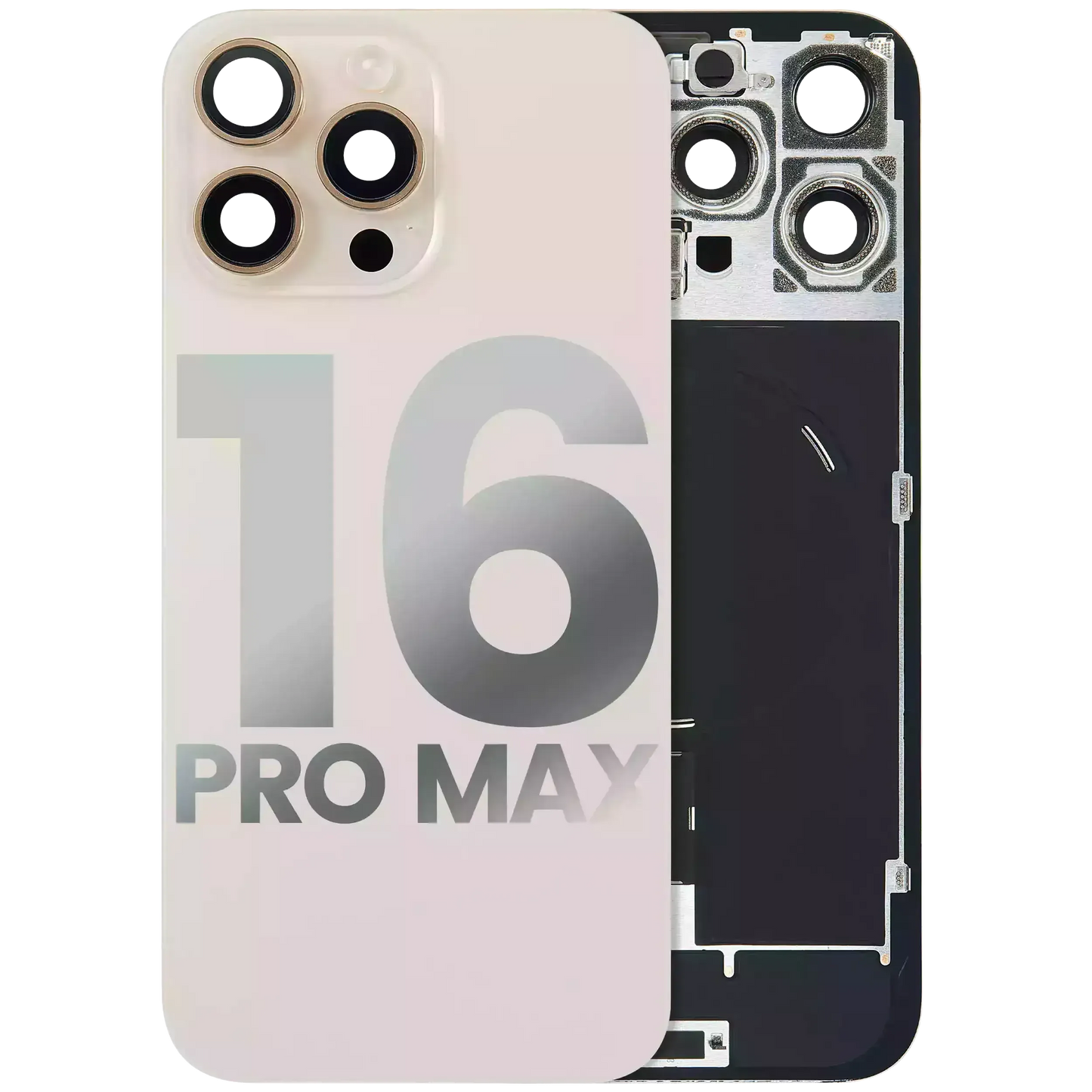 Back Glass w/ MagSafe Magnet & NFC & Flashlight Flex For iPhone 16 Pro Max (Pull) (Desert Titanium)
