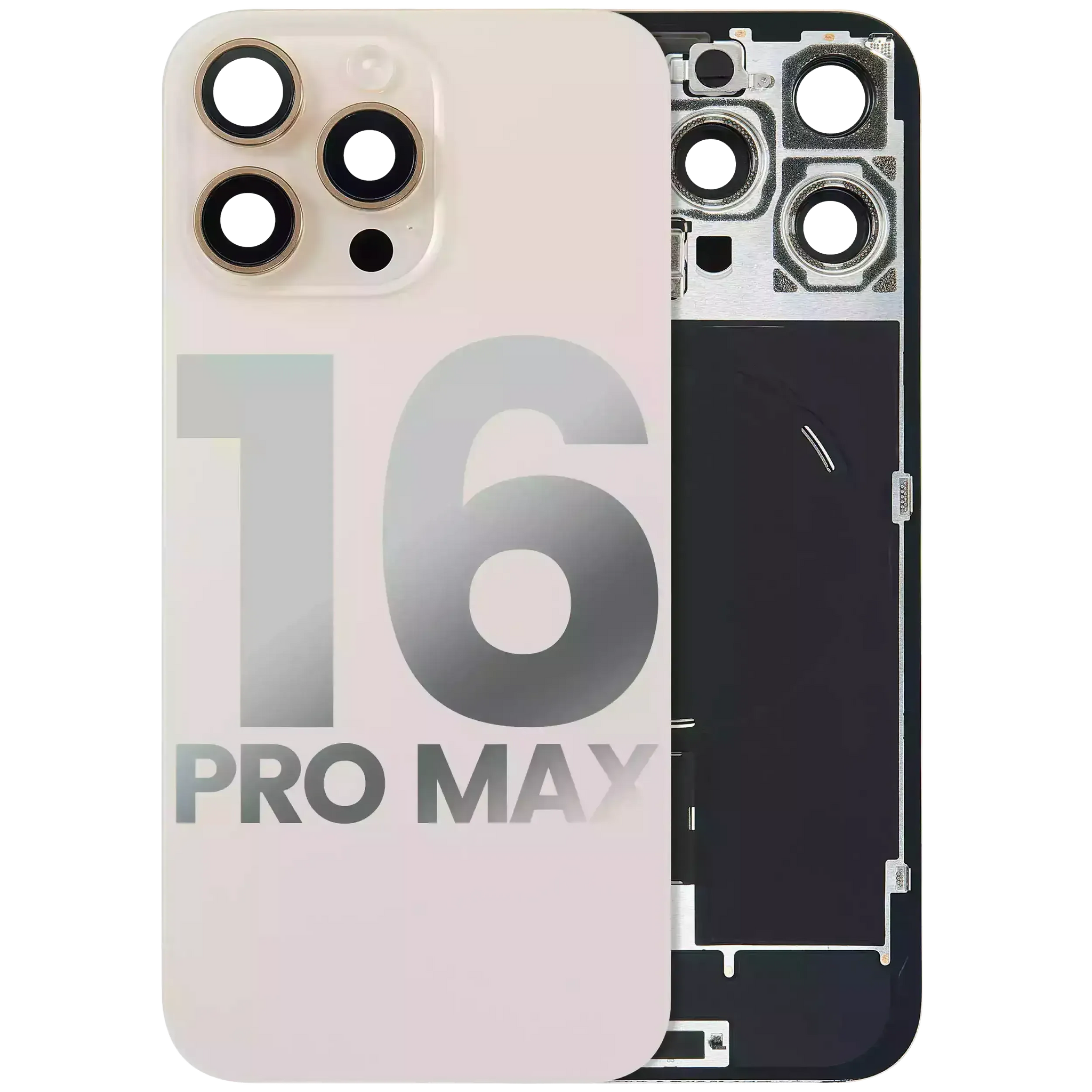 Back Glass w/ MagSafe Magnet & NFC & Flashlight Flex For iPhone 16 Pro Max (Pull) (Desert Titanium)