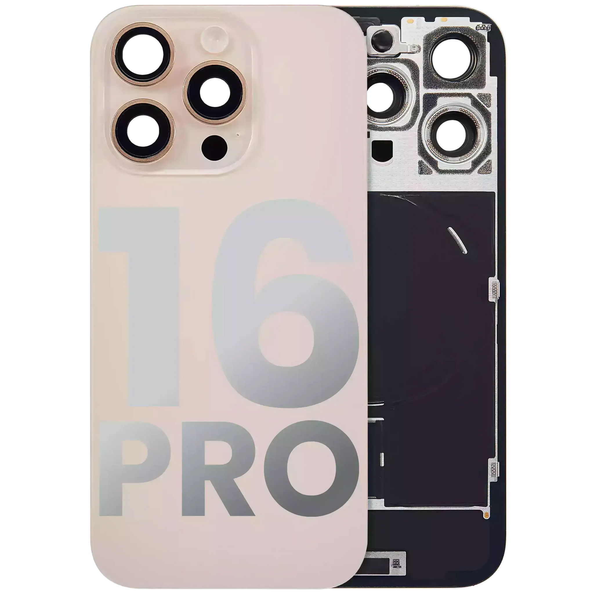Back Glass w/ MagSafe Magnet & NFC & Flashlight Flex For iPhone 16 Pro (Pull) (Desert Titanium)
