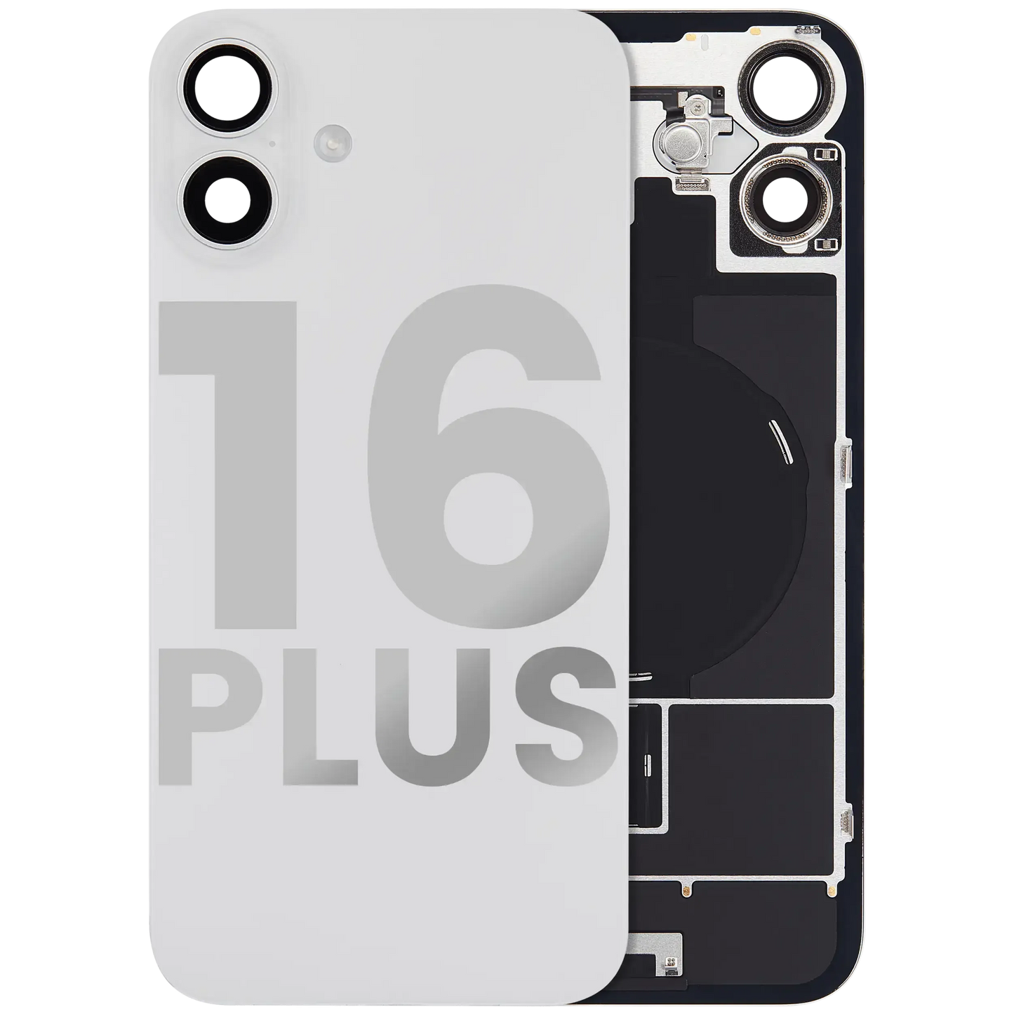 Back Glass w/ MagSafe Magnet & NFC & Flashlight Flex For iPhone 16 Plus (Pull) (White)