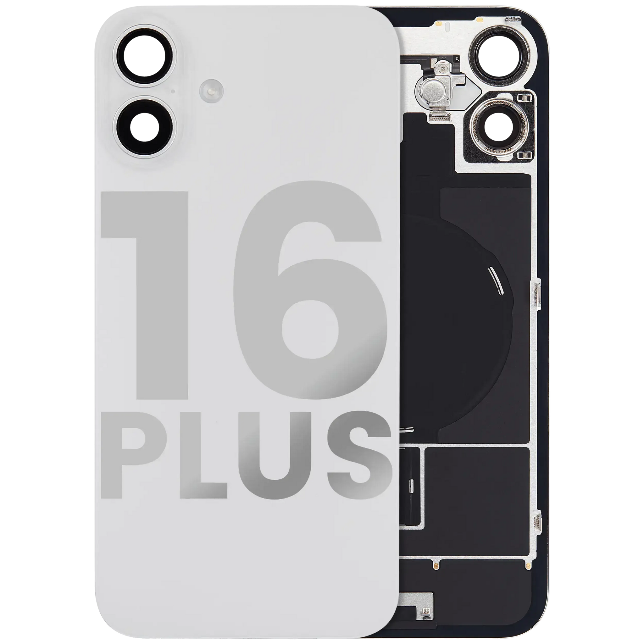Back Glass w/ MagSafe Magnet & NFC & Flashlight Flex For iPhone 16 Plus (Pull) (White)
