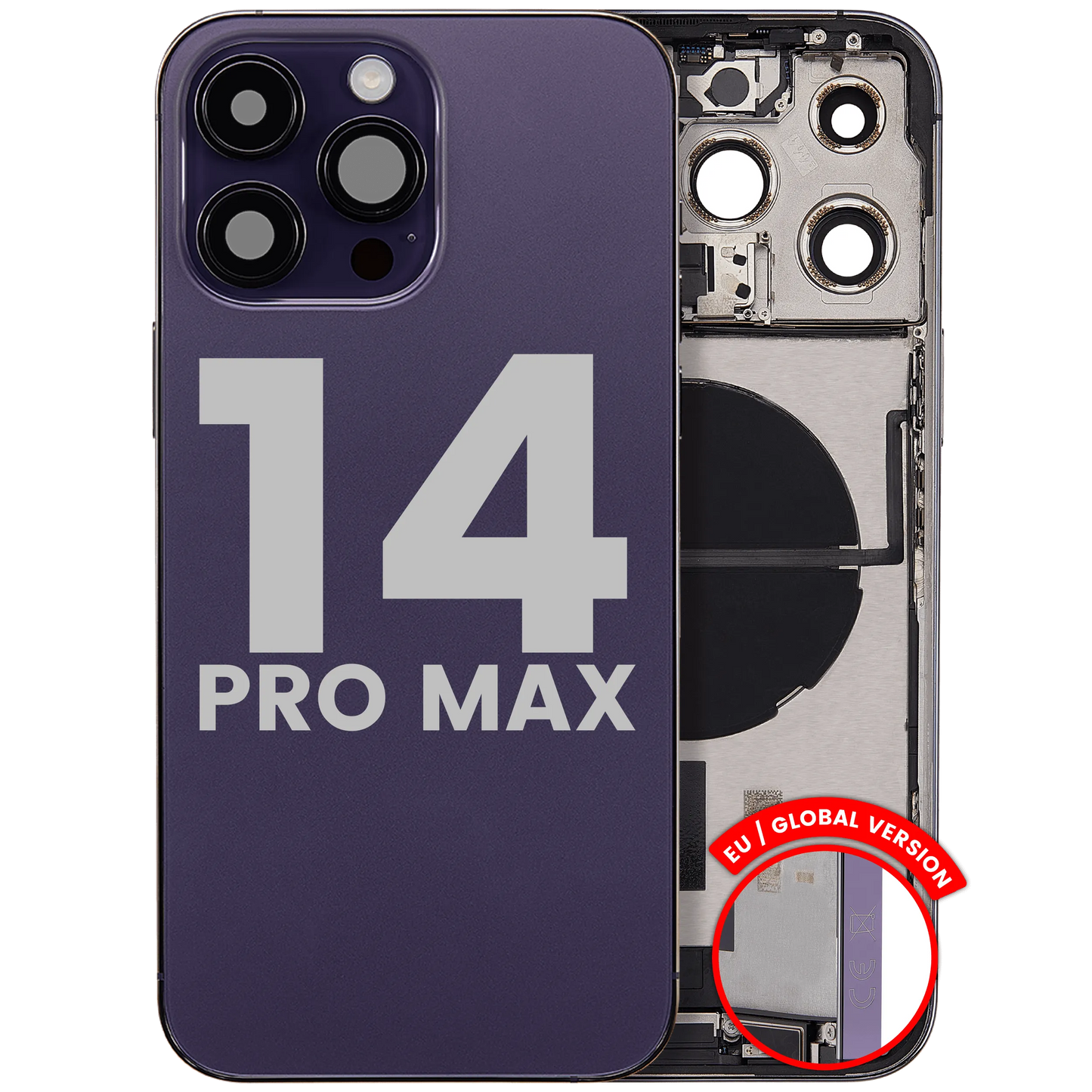 Back Housing W/ Charging Port Flex & Small Parts For iPhone 14 Pro Max (EU / Global Version) (Pull) (Deep Purple)